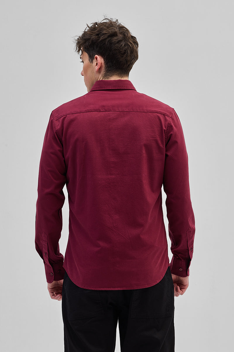 SNITCH Maroon Solid Double Pocket Overshirt - view 7