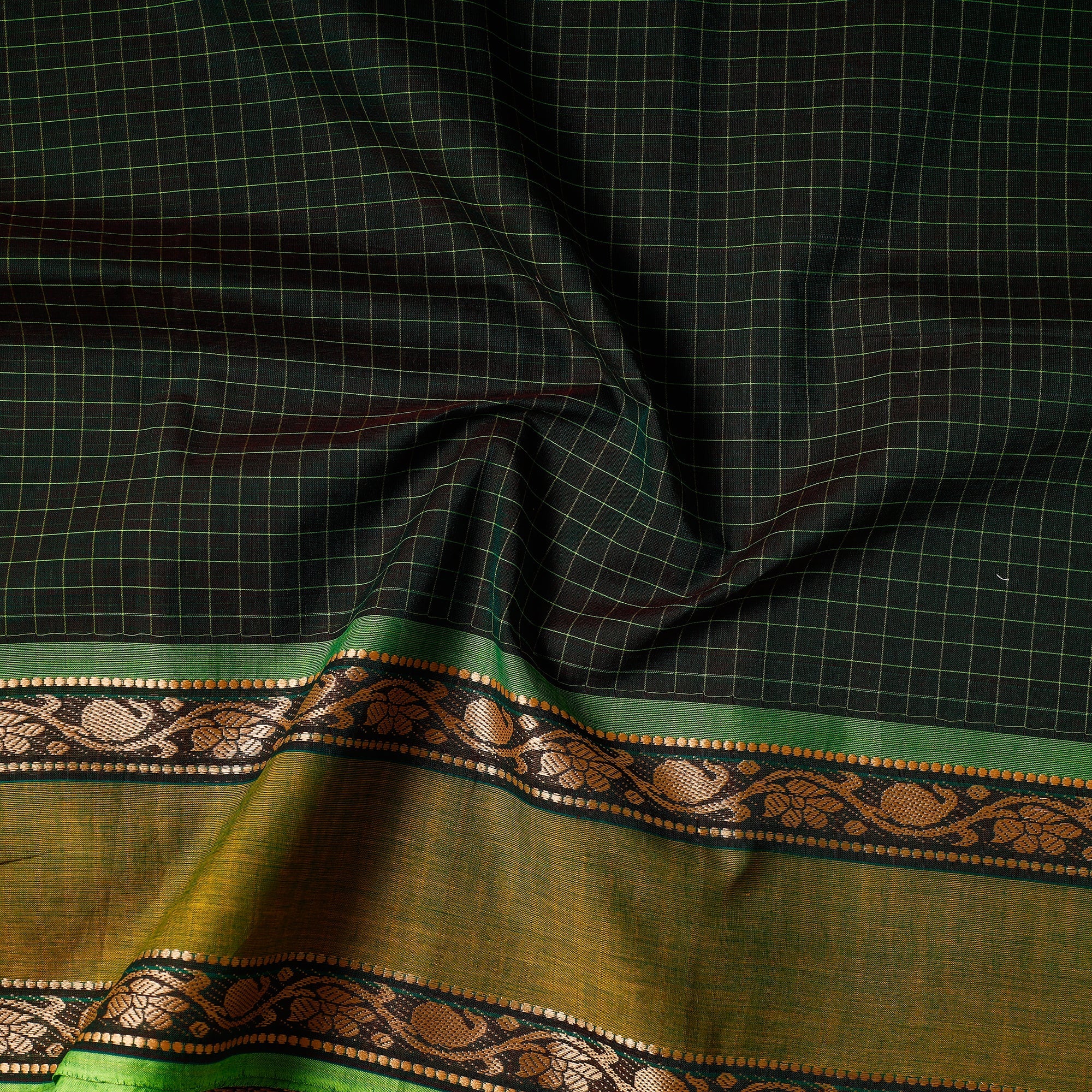 SOUTH KARGHA Black - Kanchipuram Cotton Precut Fabric (1.4 Meter) - view 2
