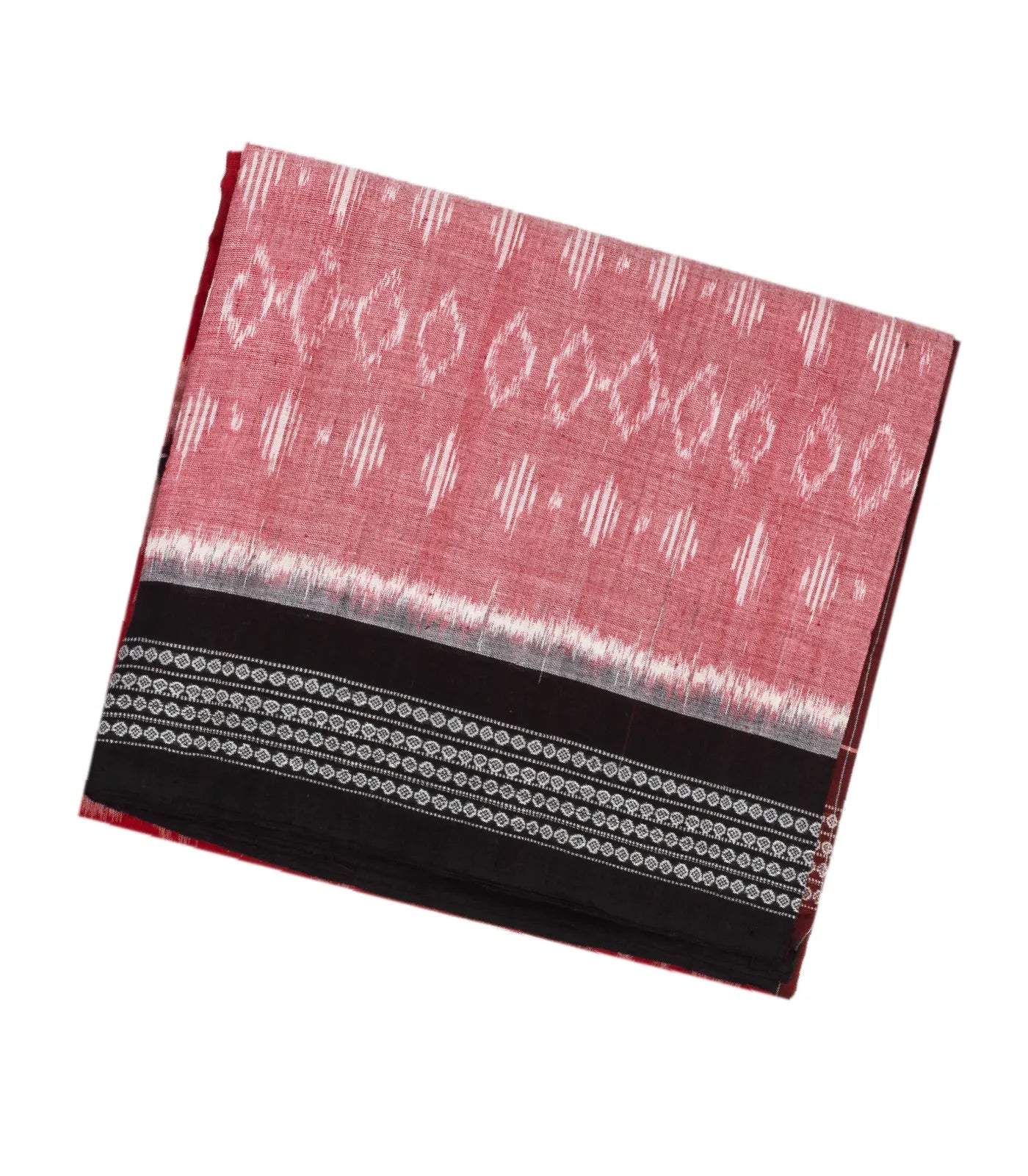 RmKV Red & Pink Handwoven Orissa Cotton Saree With Tie & Dye Motifs