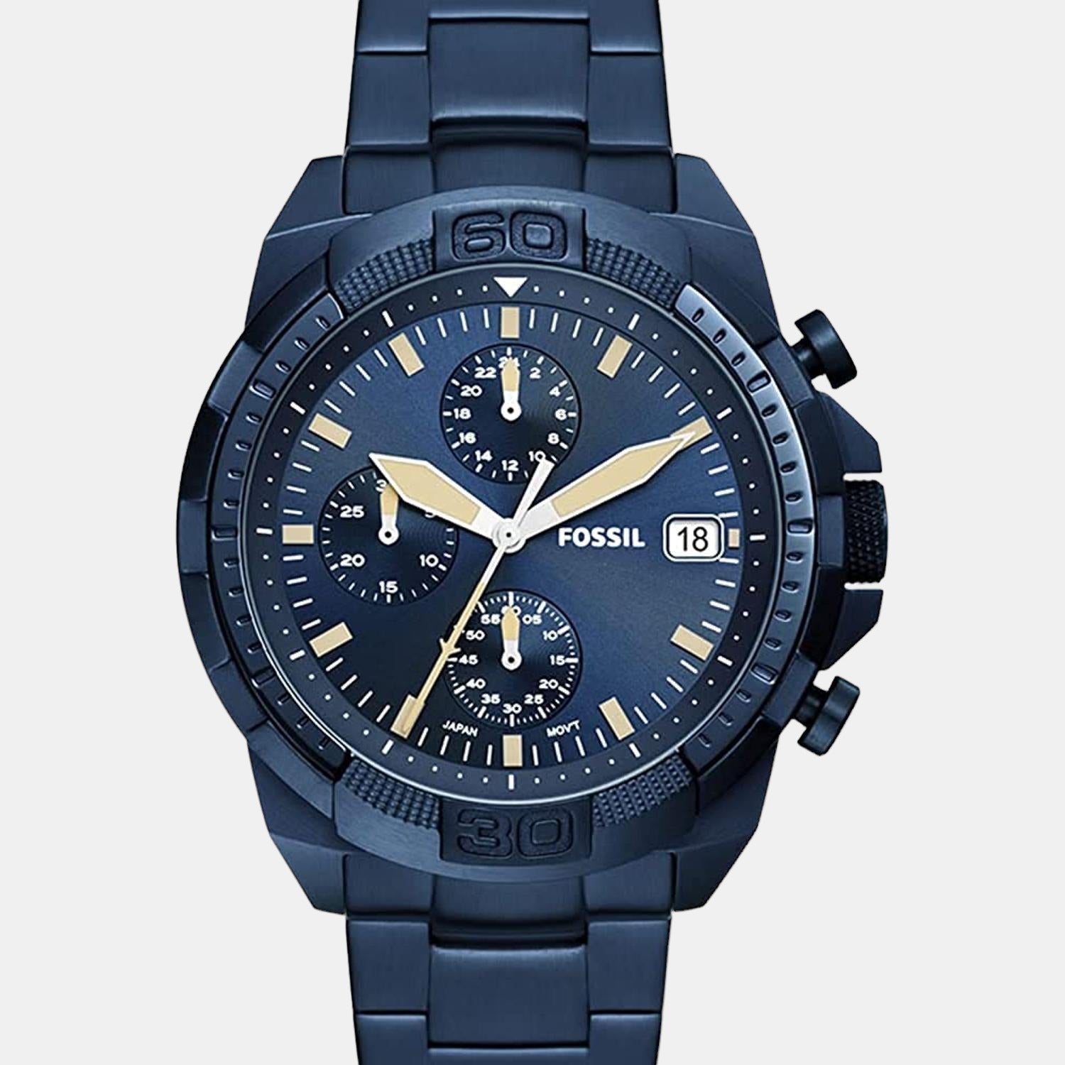 Fossil Bronson Men Quartz Blue Dial Chronograph Stainless Steel Watch FS5916 - view 2