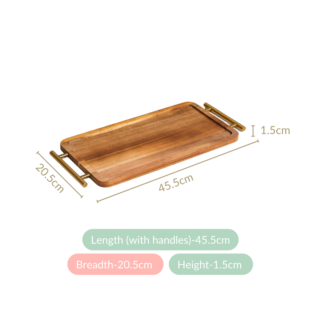 Nestasia Acacia Wood Flat Serving Tray With Handles - view 4