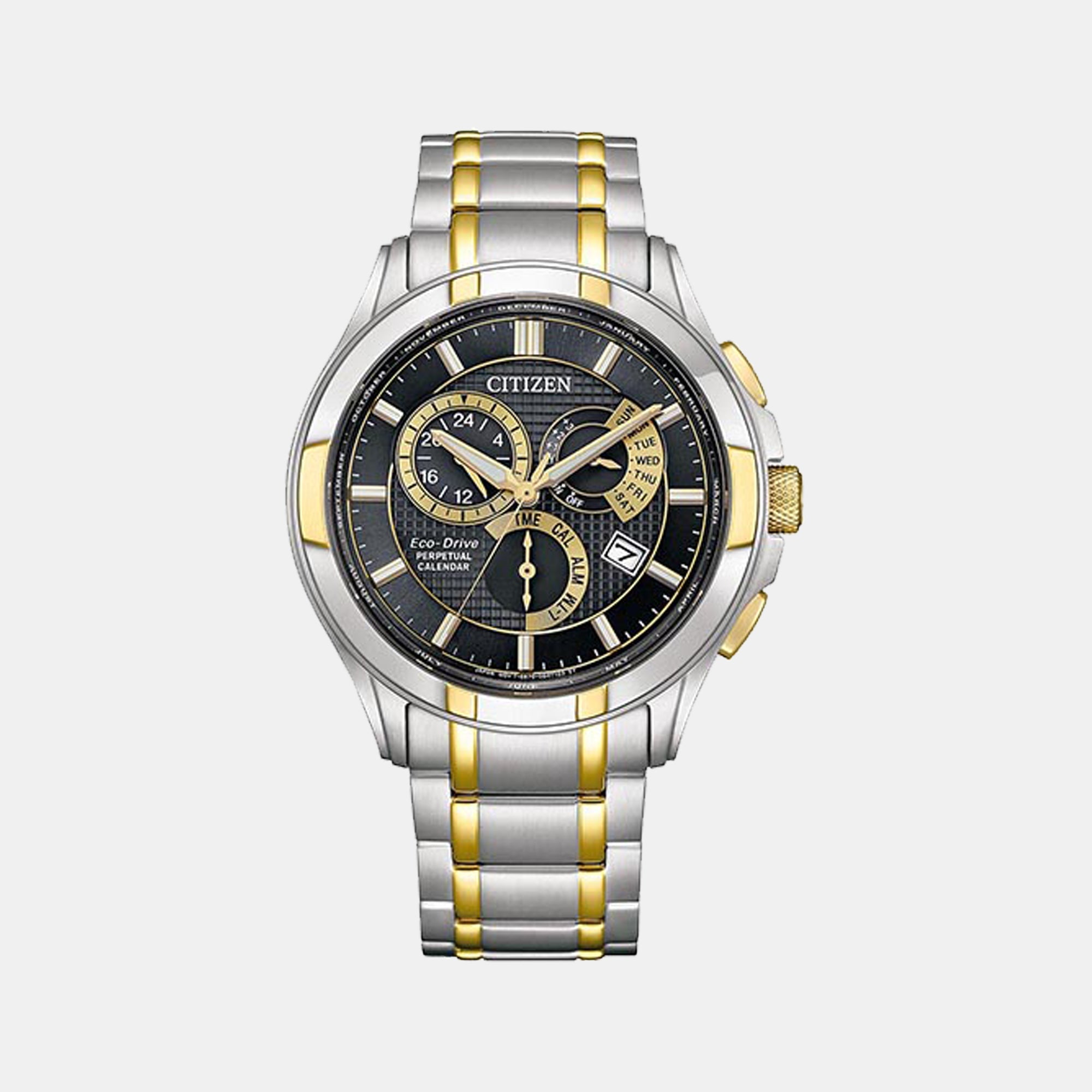Citizen BI Men Eco-Drive Black Dial Chronograph Stainless Steel Watch BL8164-57E