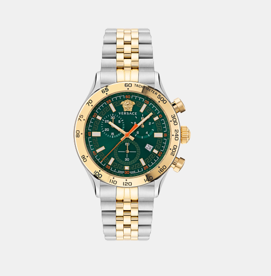 Versace Hellenyium Men Green Dial Chronograph Stainless Steel Watch VE2U00522