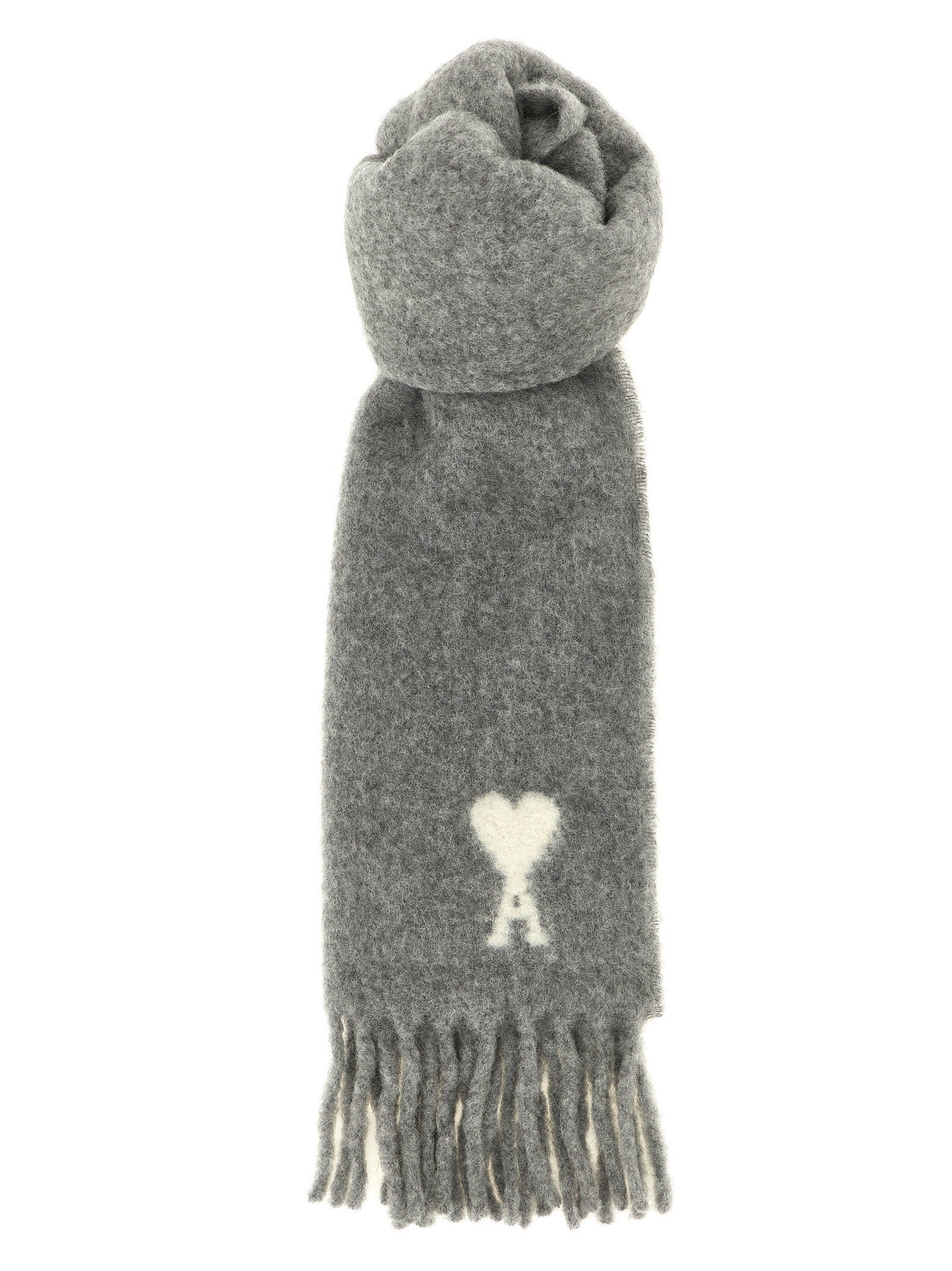 Ami Paris Adc Logo Scarf And Fringes – 72% wp, 18% pa, 10% wo