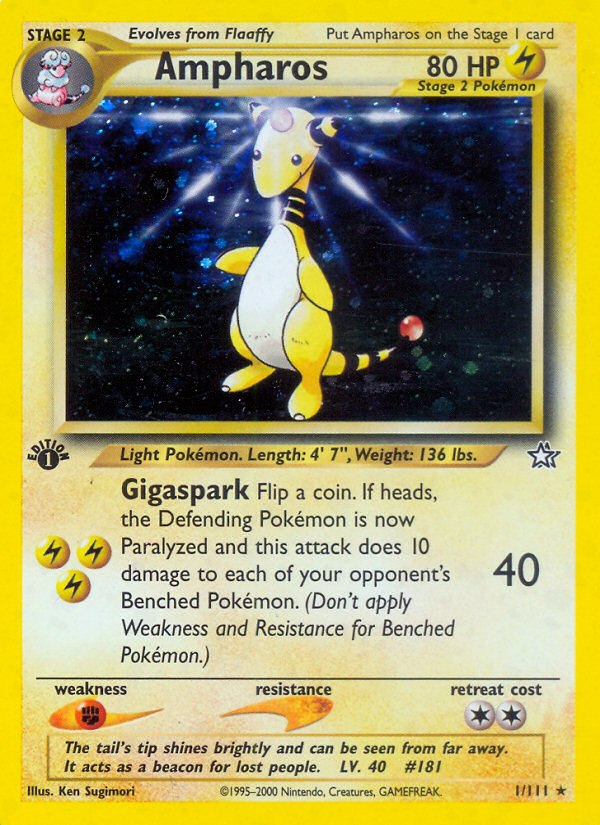 1st edition neo1-1 – Pokémon Ampharos - 1/111 - Rare - 1st Edition [neo1-1] [Holo] - Ampharos - 1/111 - Rare - 1st Edition