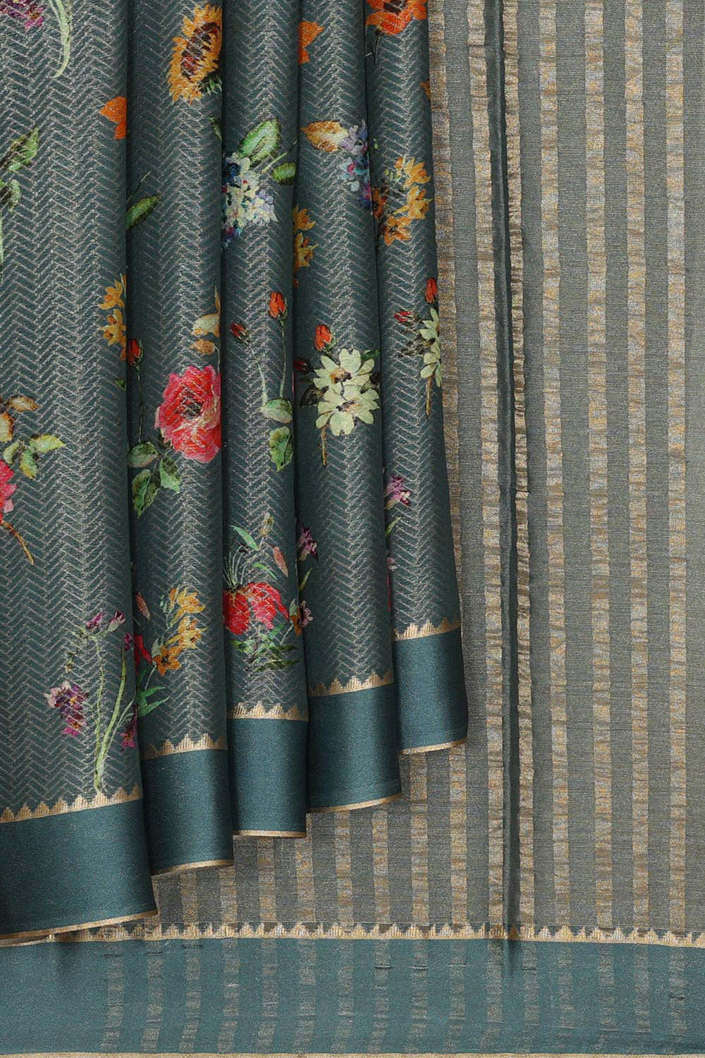Kalanjali Georgette Grey Saree – Women's