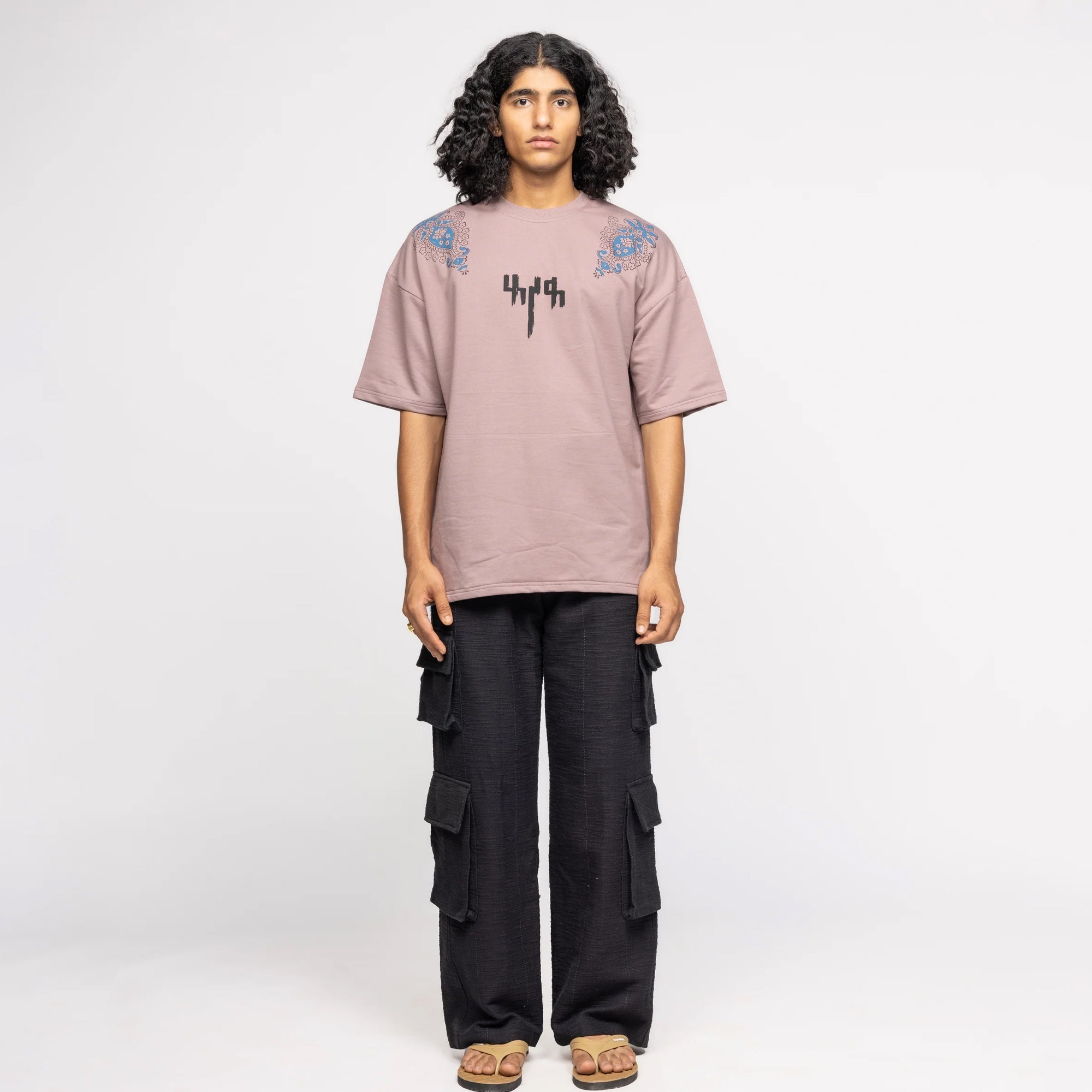 F A R A K | Mauve Block Printed T-shirt { Pink/pink - view 7