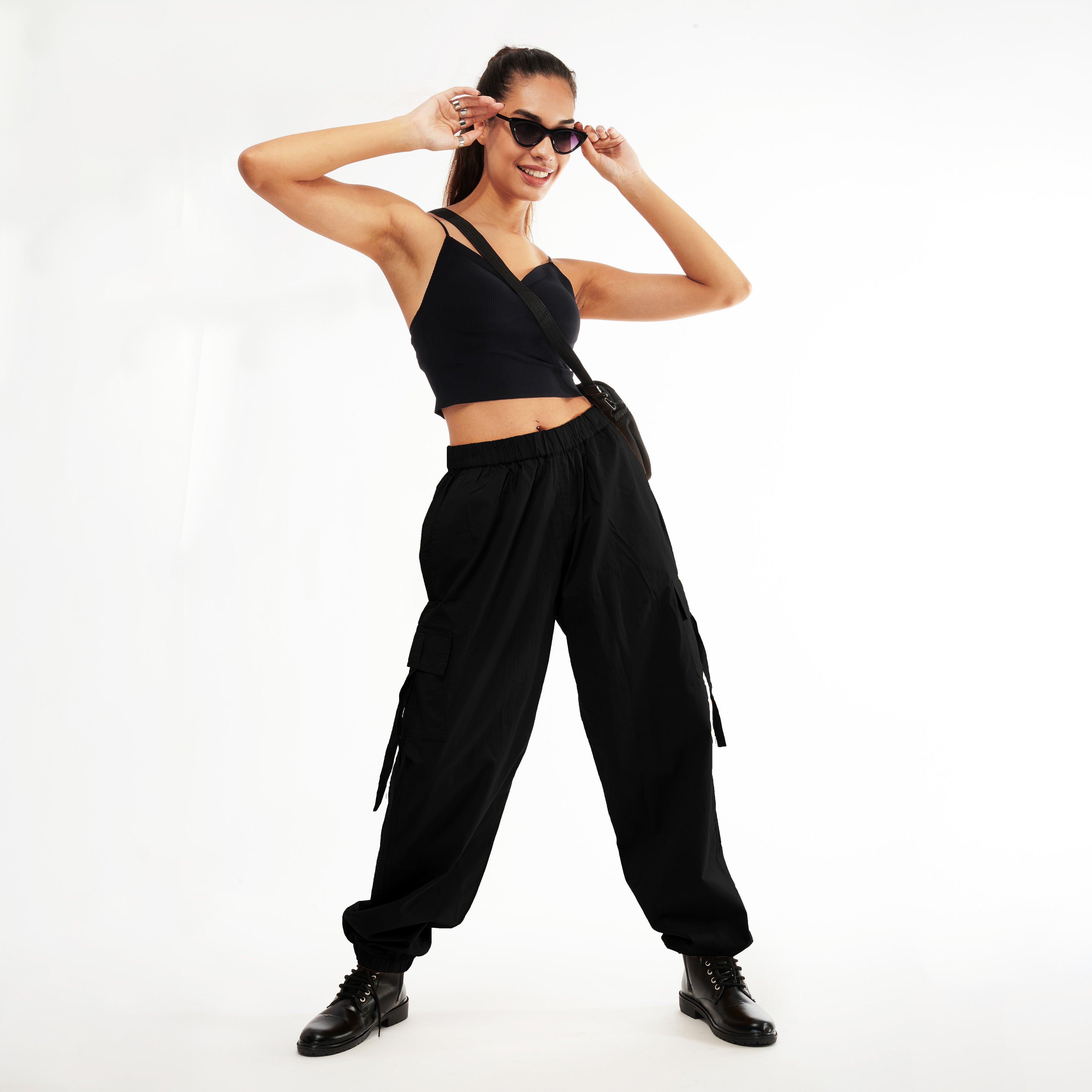 Baddie Unisex Pink Cargo Parachute Pants - view 7