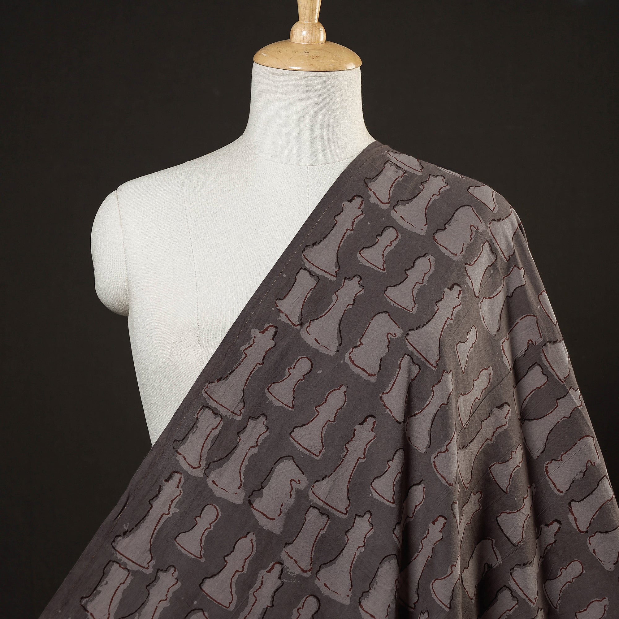 BINDAAS UNLIMITED Brown - Bindaas Block Printing Natural Dyed Cotton Fabric