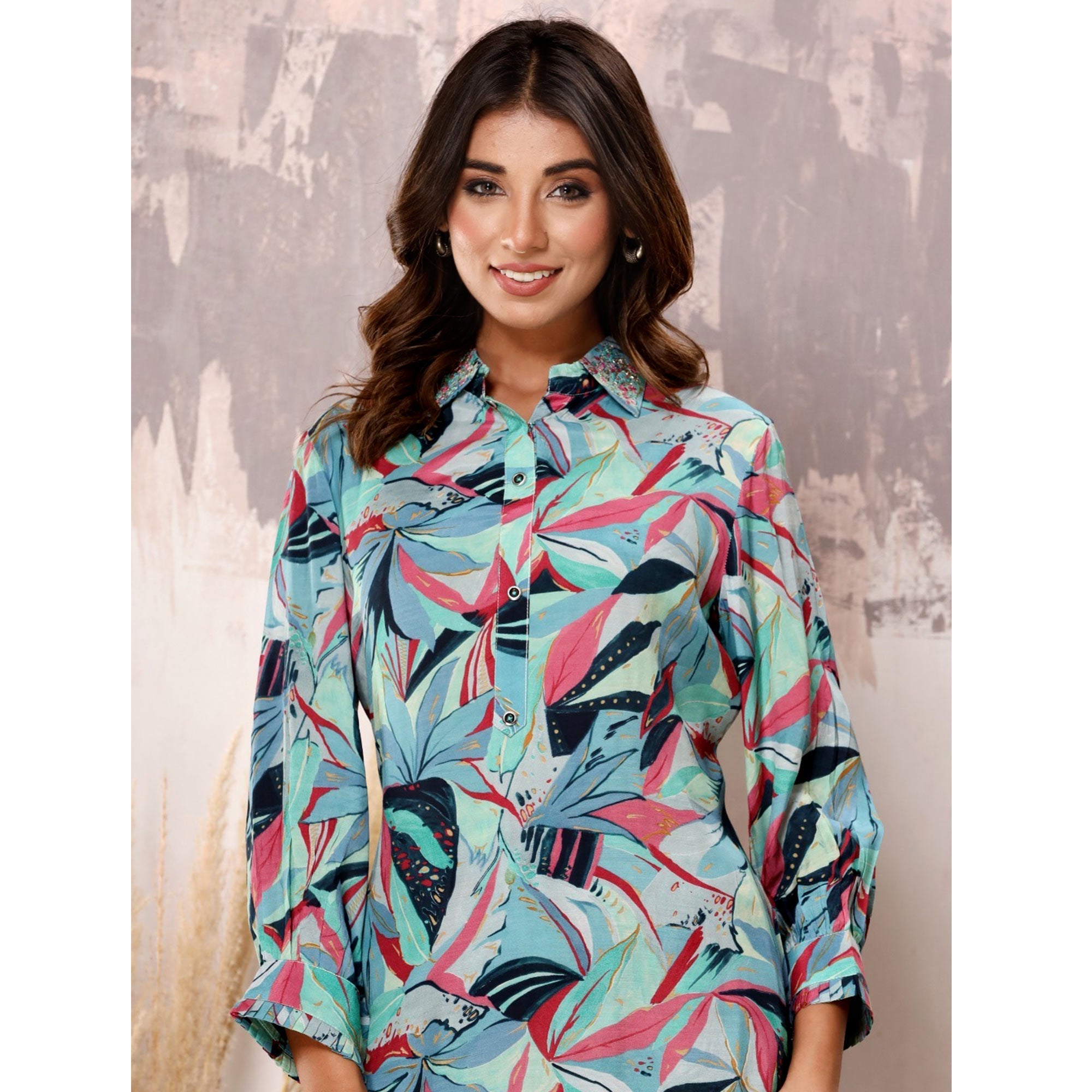 Peachmode Multicolor Floral Printed Muslin Co Ord Set - view 7