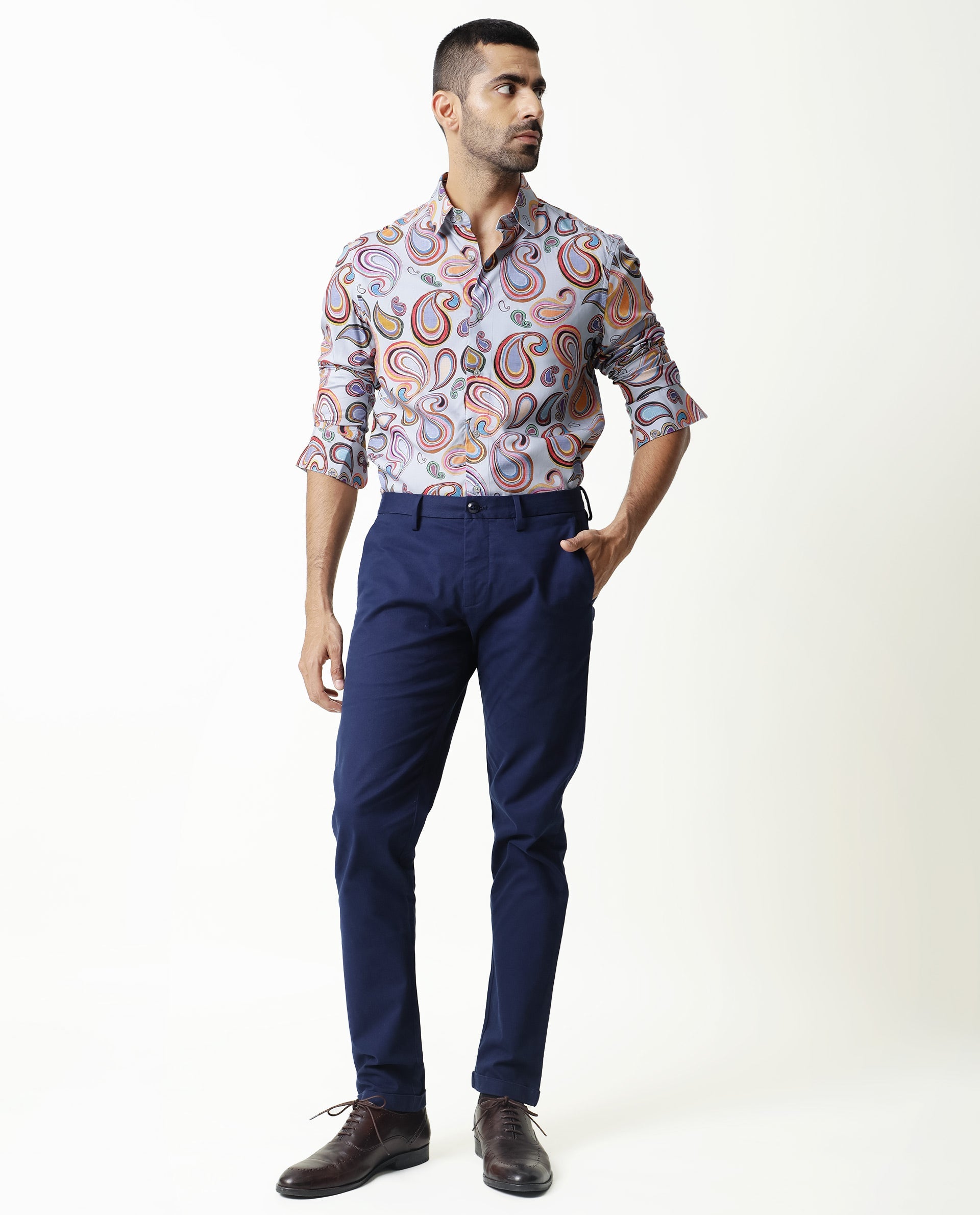 Rare Rabbit Men's Marsh Ls Blue Viscose Fabric Paisley Print Full Sleeves Shirt - view 2