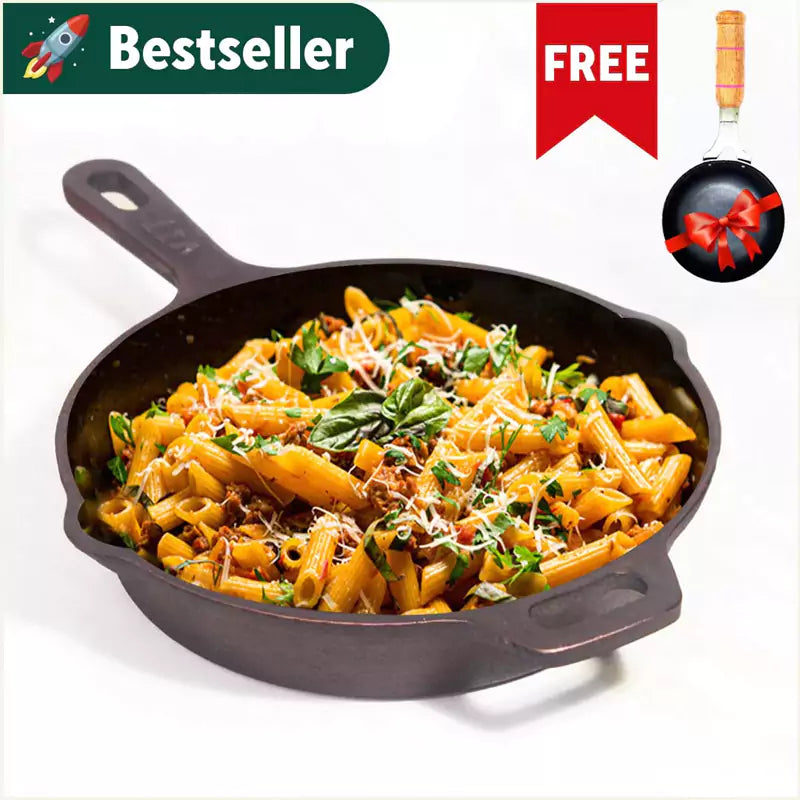 The Indus Valley Super Smooth Cast Iron Frypan+ Free ₹400 Tadka Pan, Pre-seasoned, Nonstick, 100% Pure,Toxin-free, 25.4cm, 1.7L, 2.4kg - view 2