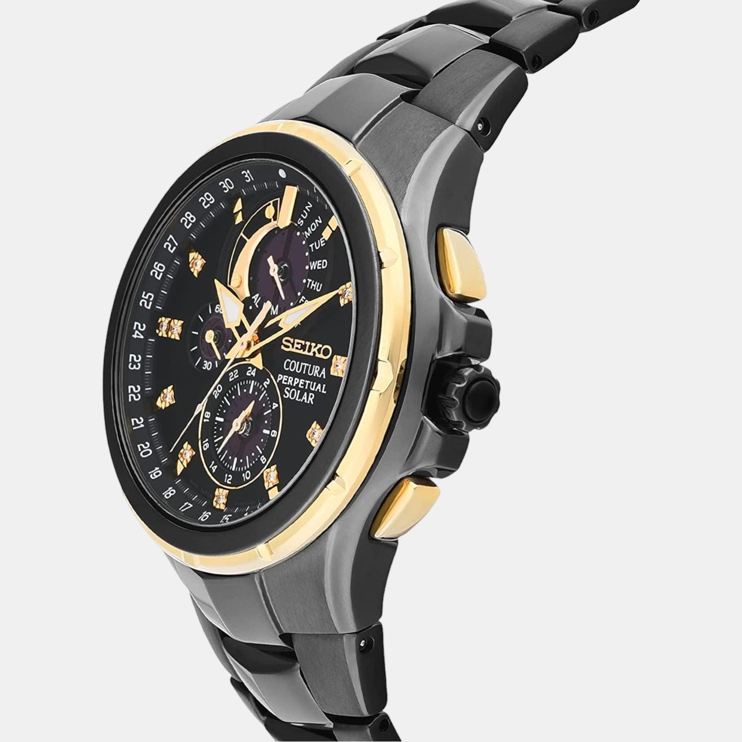Seiko Coutura Men Solar Black Dial Chronograph Stainless Steel Watch SSC573P1 - view 2