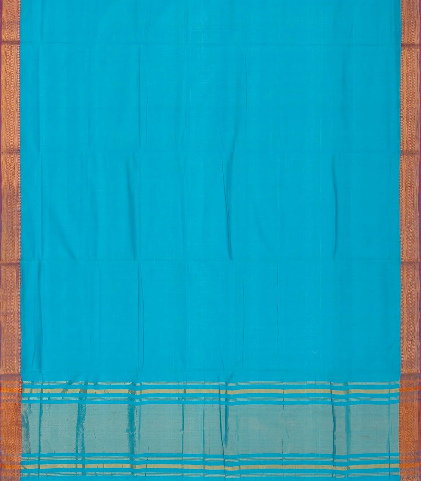 RmKV Light Blue Mangalagiri Cotton Saree With Contrast Border - view 2