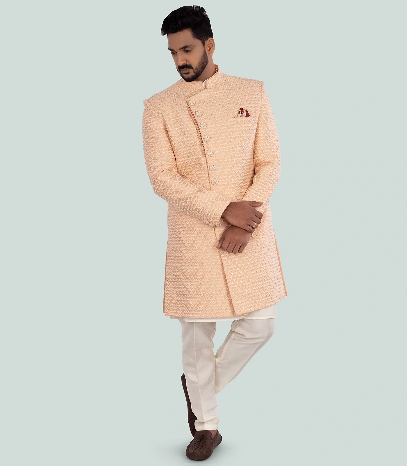 RmKV Peach Indo Western Set-Peach-42
