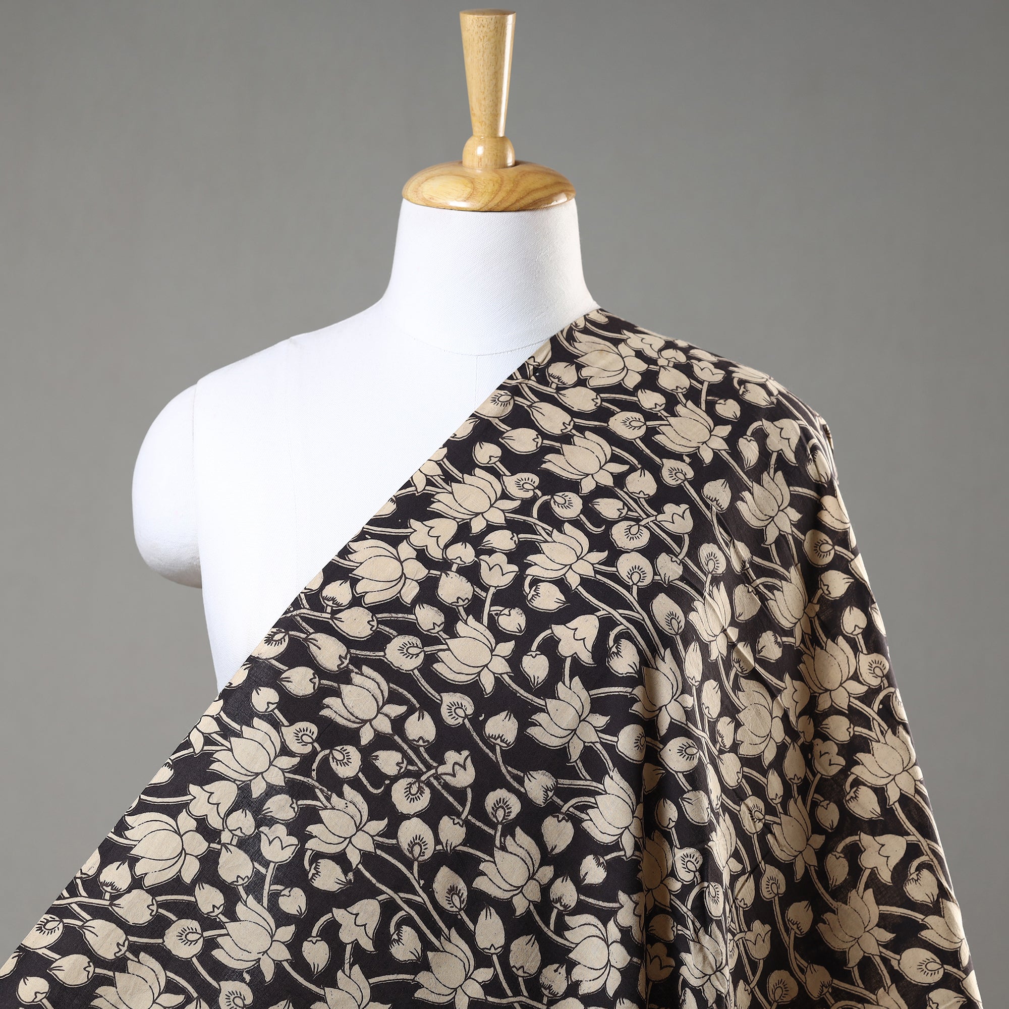 SOUTH KARGHA Black - Kalamkari Printed Cotton Fabric