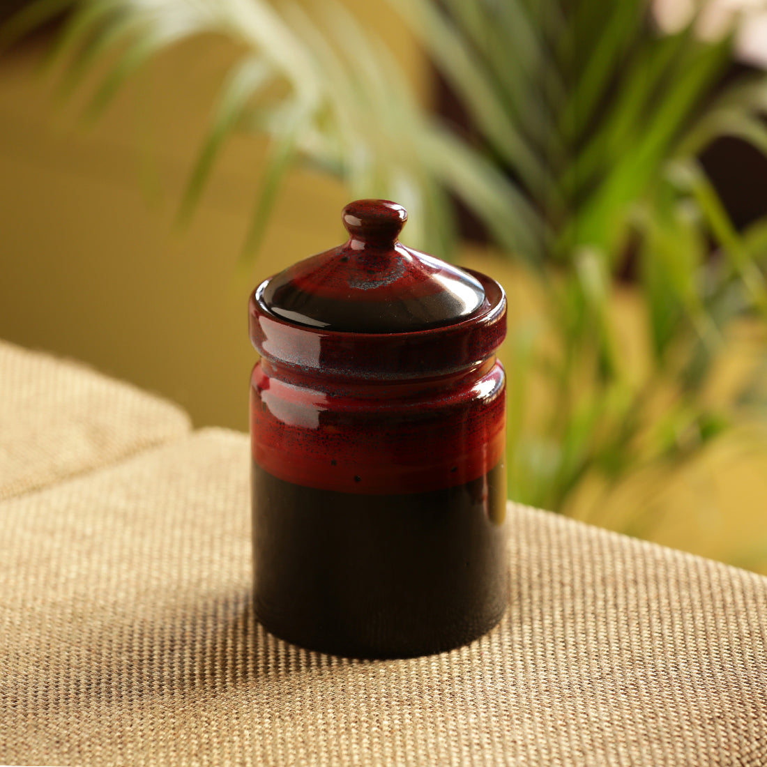 EXCLUSIVELANE 'Magma Echoing' Hand Glazed Studio Pottery Ceramic Multi-Utility Storage Jars & Containers (940 ML)