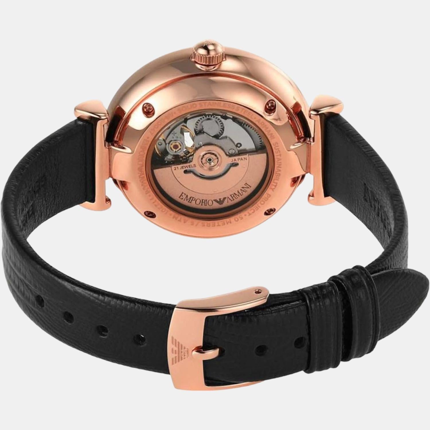 Emporio Armani Gianni T-Bar Women Automatic White Dial Analog Leather Watch AR60047 - view 2