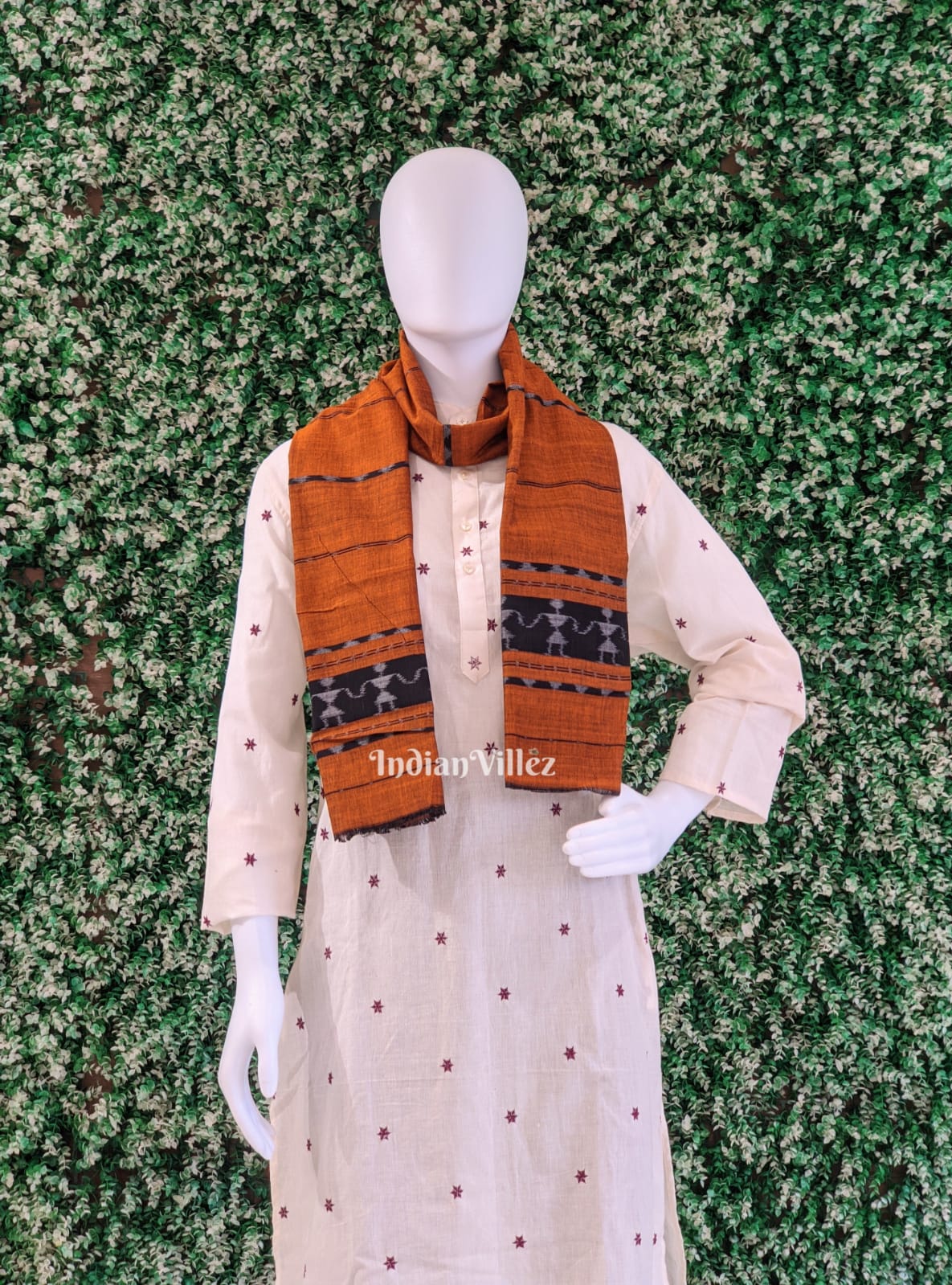 IndianVillèz Mustard Yellow Saura Cotton Handloom Stole
