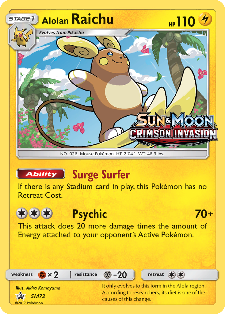 Staff promo smp-sm72 – Pokémon Alolan Raichu - SM72 - Staff Promo [smp-SM72] [Holo] - Alolan Raichu - SM72 - Staff Promo