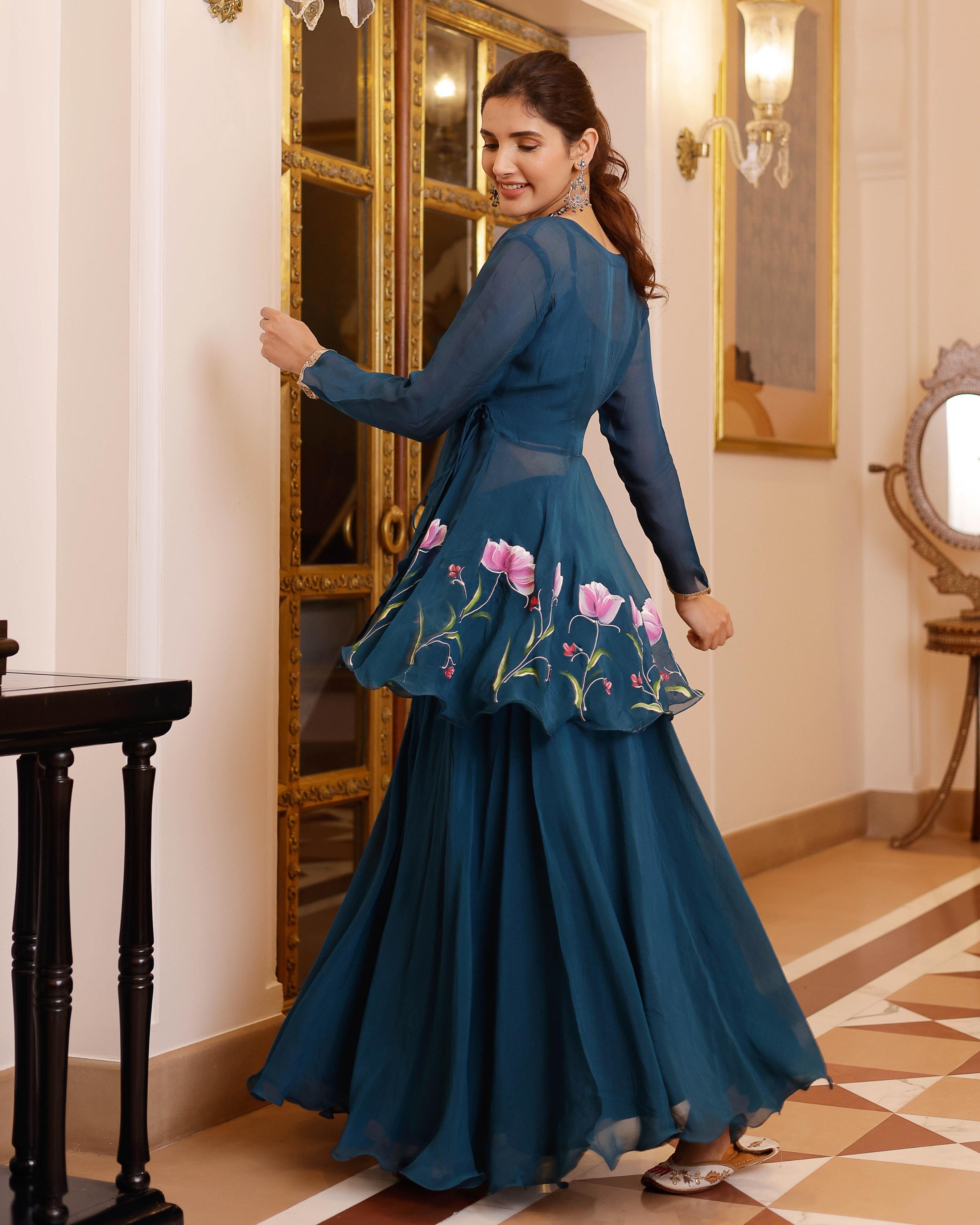 Aachho Kaasni Handpainted Organza Sharara Set - view 4