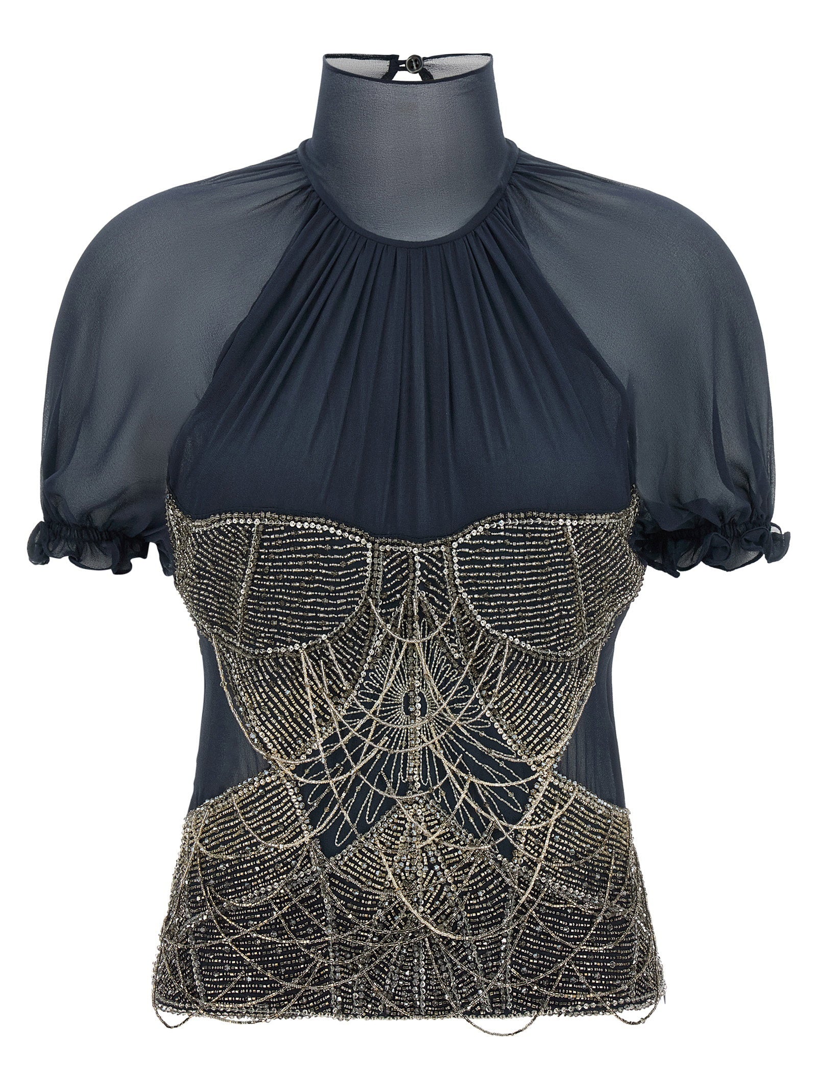 The Attico Jewel Embroidery Top – 100% silk
