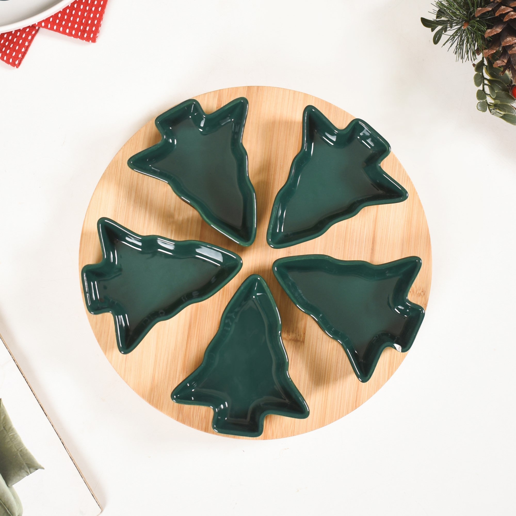 Nestasia Set Of 5 Tree Snack Bowls With Wooden Rotating Tray 100ml - view 6