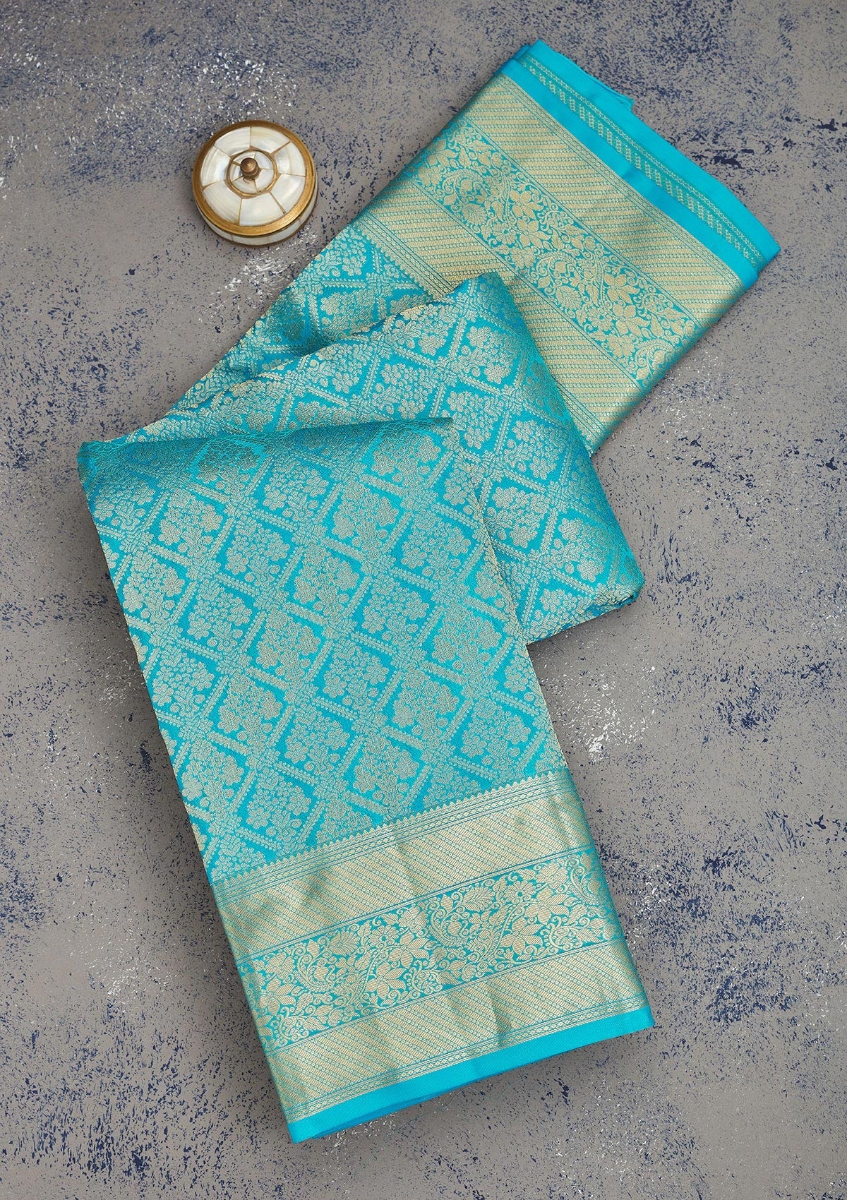 Koskii Blue Zariwork Pure Silk Saree – Women's