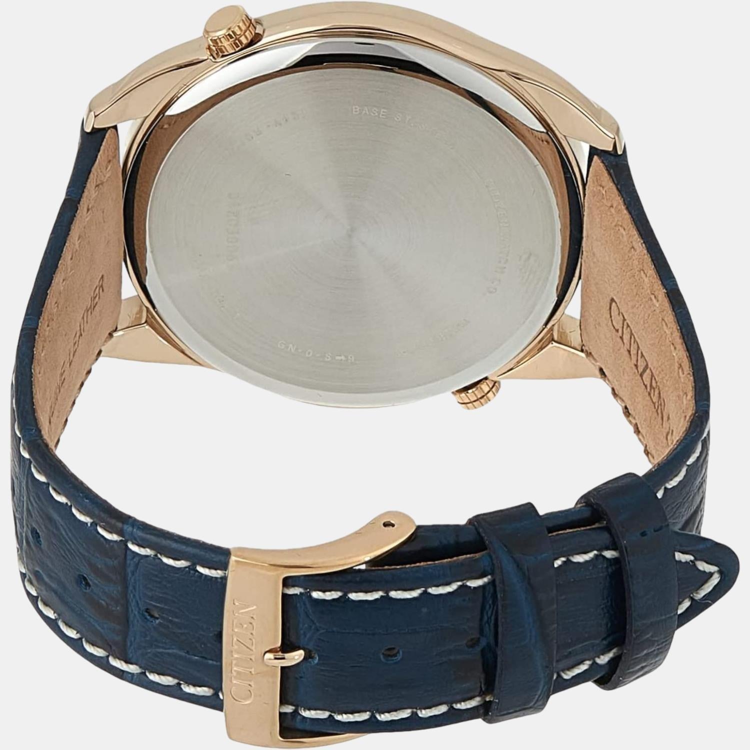 Citizen Dual Time Men Quartz Blue Dial Chronograph Leather Watch AO3033-00L - view 2