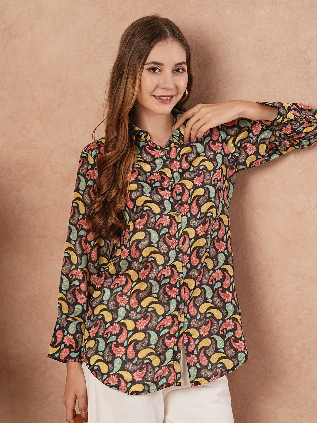 Fashor Ethnic Paisley Printed Straight Fit Kurti - Multi - view 2