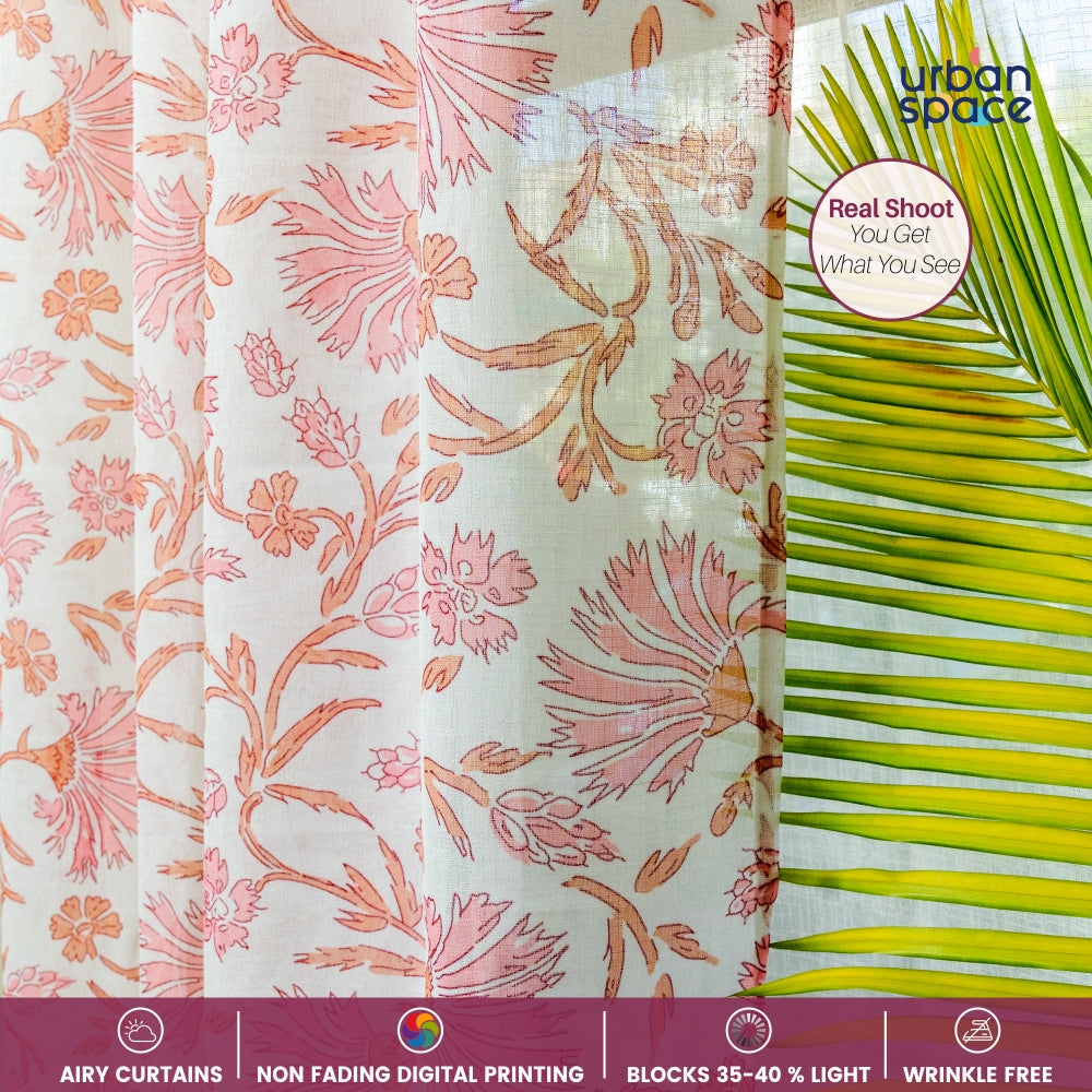 Urban Space -Home Furnishing Store Printed Sheer Linen Curtains, Light Filtering, Pack of 2 Curtains - Zizy - view 4