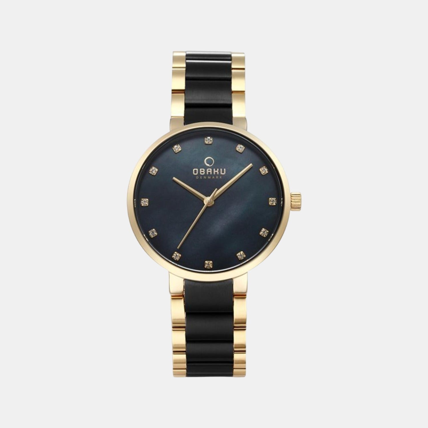 Obaku Glad Blackgold Women Quartz Black Dial Analog Stainless Steel Watch V189LXGBSB