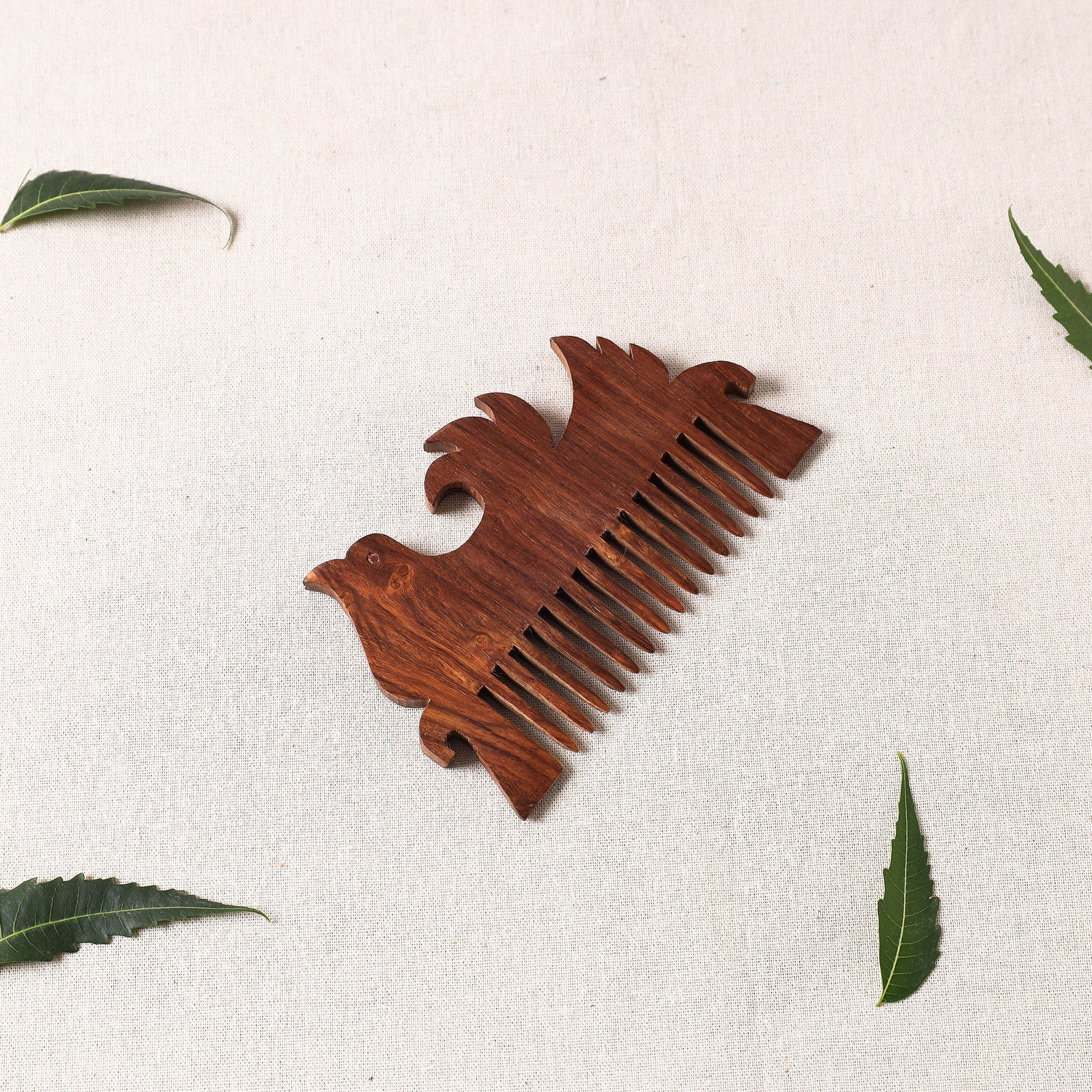 ITOKRI CRAFTS INITIATIVE Bijnor Hand Carved Sheesham Wood Comb (Medium)