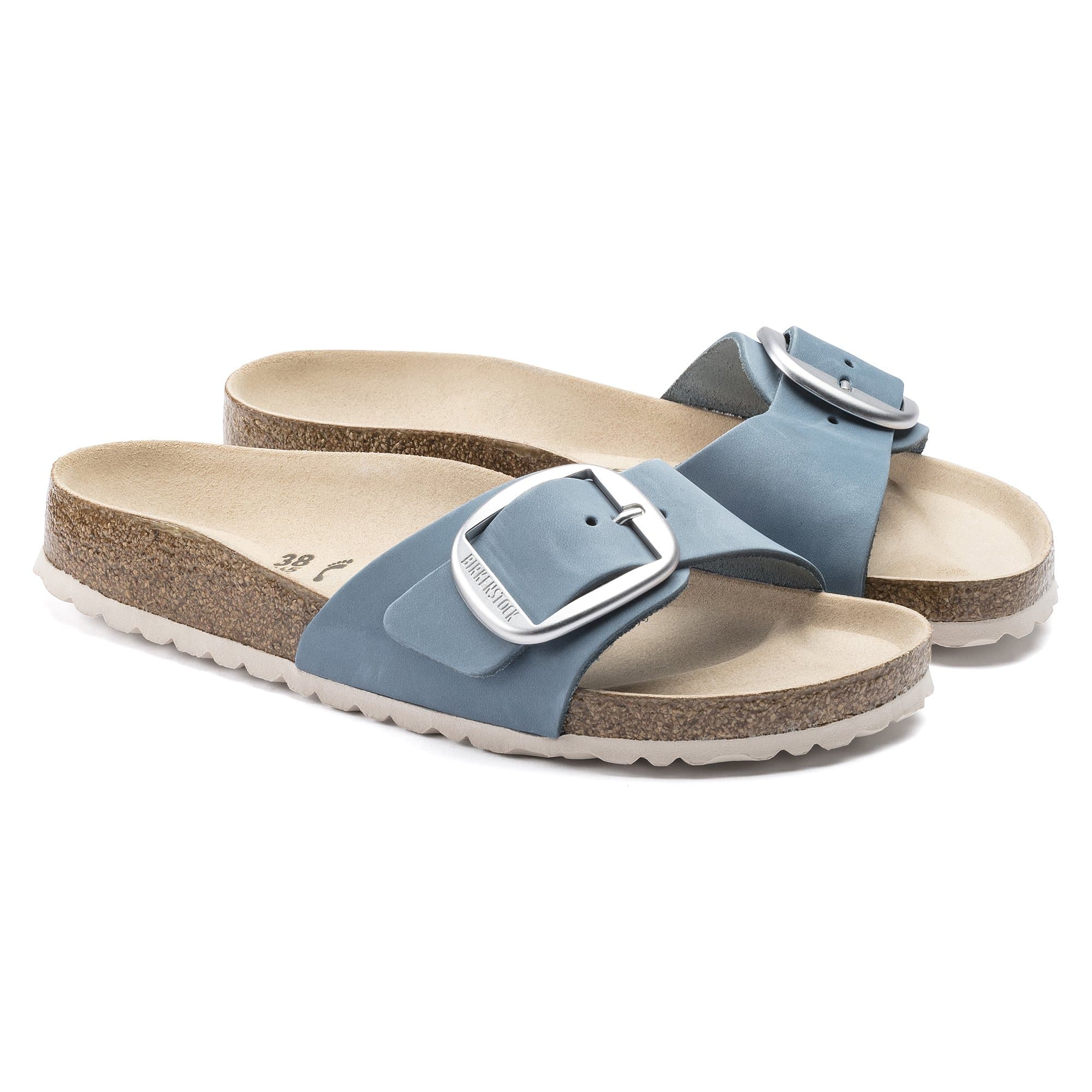 Birkenstock Madrid Big Buckle Nubuck Leather – Blue Blue/Dove - view 3
