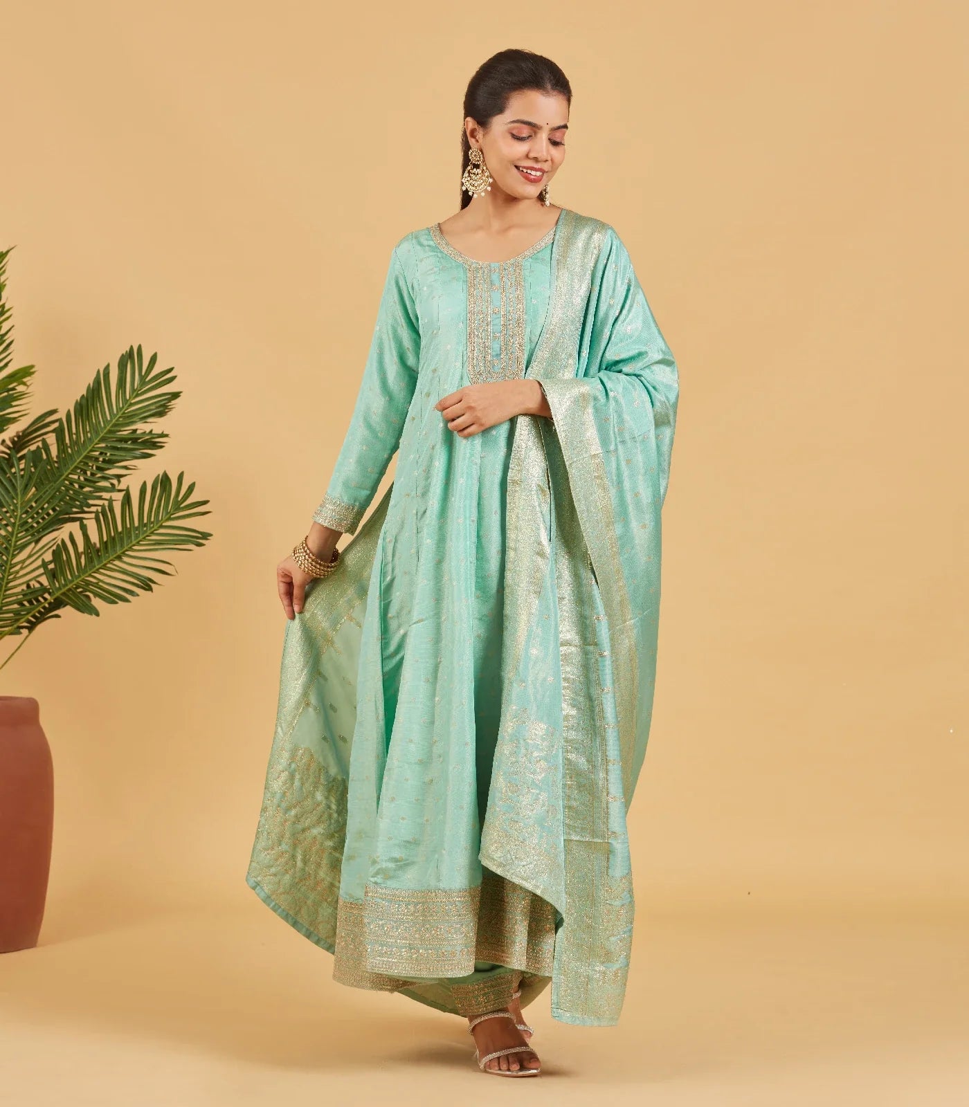 RmKV Pastel Teal Anarkali Set – Aquamarine