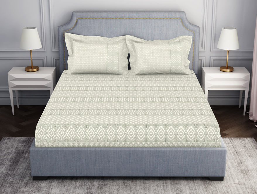 Spaces India Tonalelgence Geometric 100% Cotton Fitted Queen - Essentials by Spaces