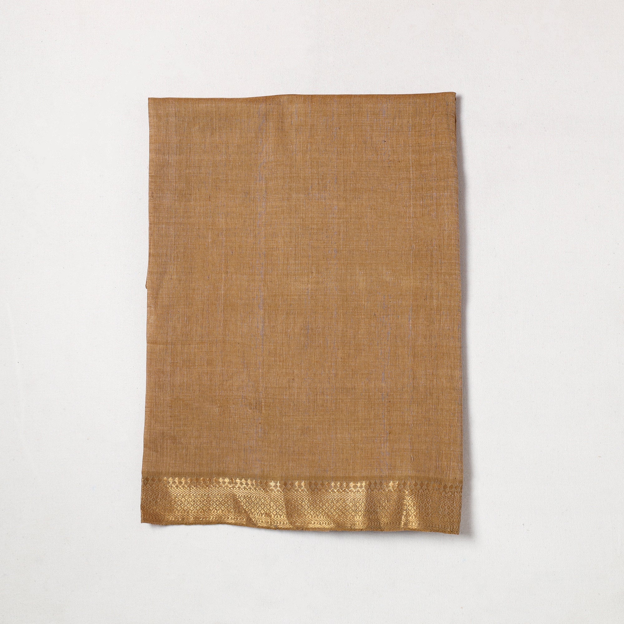 SOUTH KARGHA Brown - Mangalagiri Handloom Cotton Zari Border Precut Fabric (0.7 meter) 25
