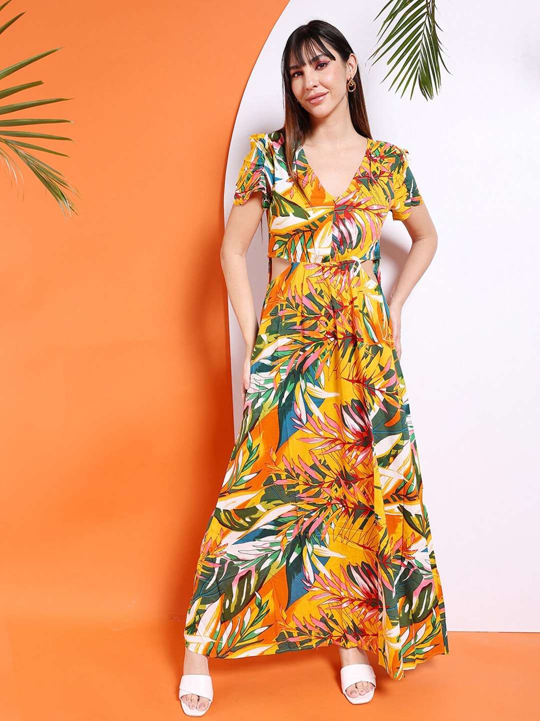 Freehand By The Indian Garage Co Women Waist Cut Out Long Dress