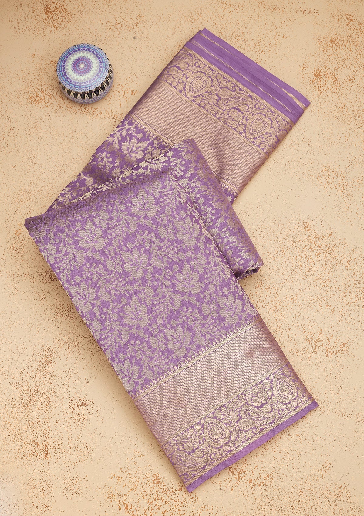 Koskii Lavender Zariwork Pure Silk Saree – Women's