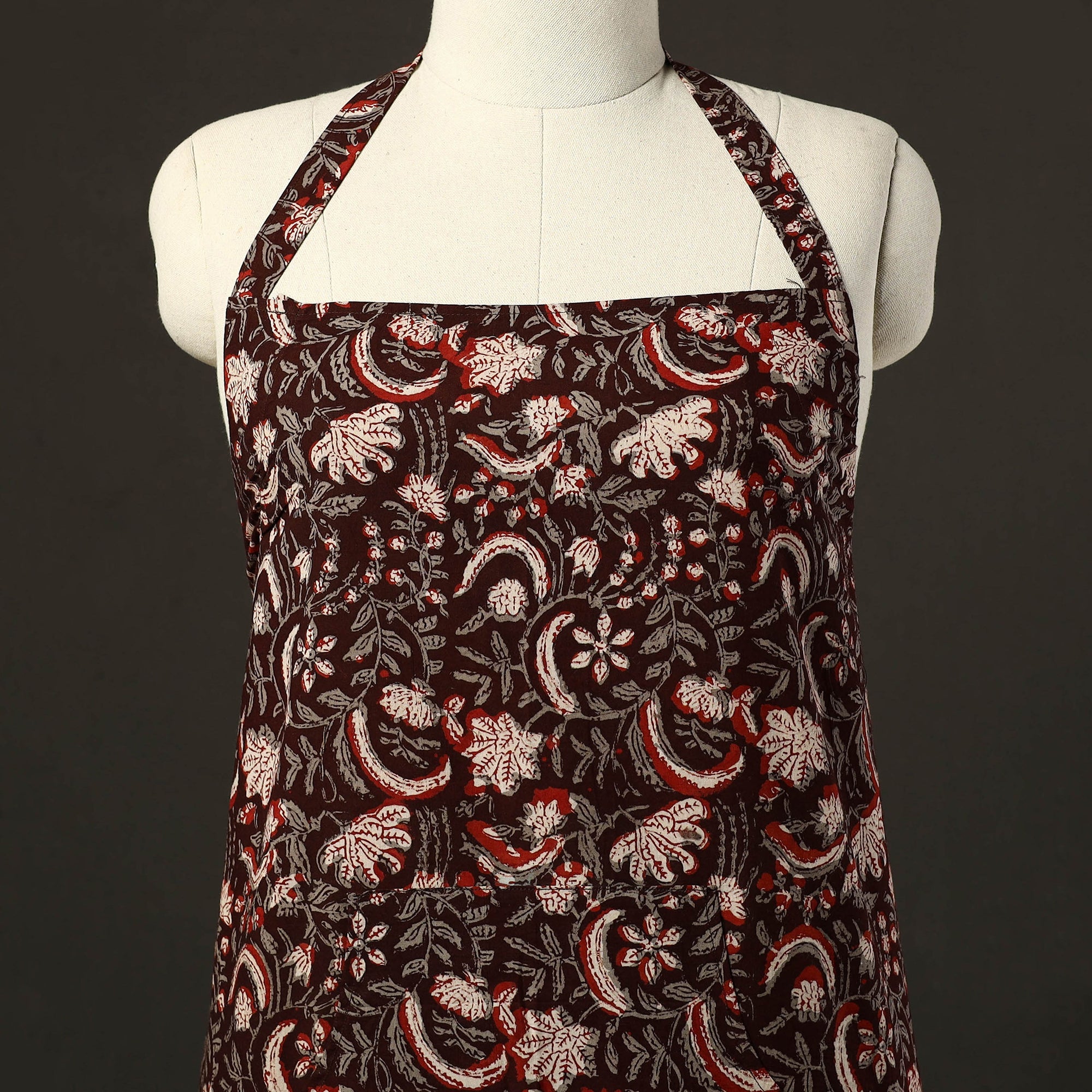 JALPARI Brown - Bagru Block Print Cotton Apron with Pocket 18 - view 2