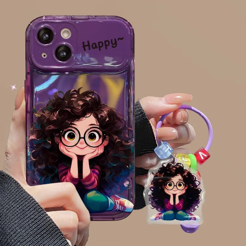 Peeperly Cute Girl Mirror Case with Charm