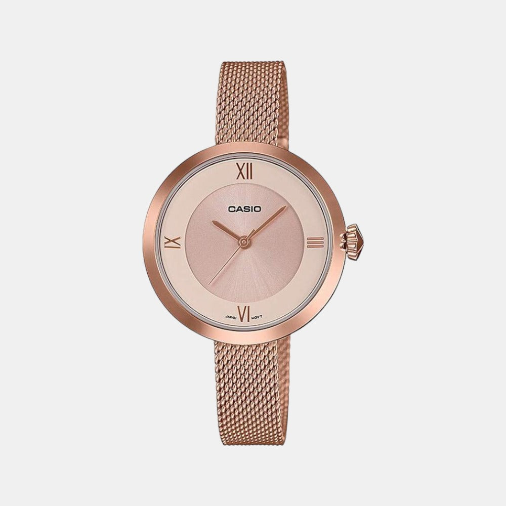 Casio Enticer Women Quartz Rose Gold Dial Analog Stainless Steel Watch A1852