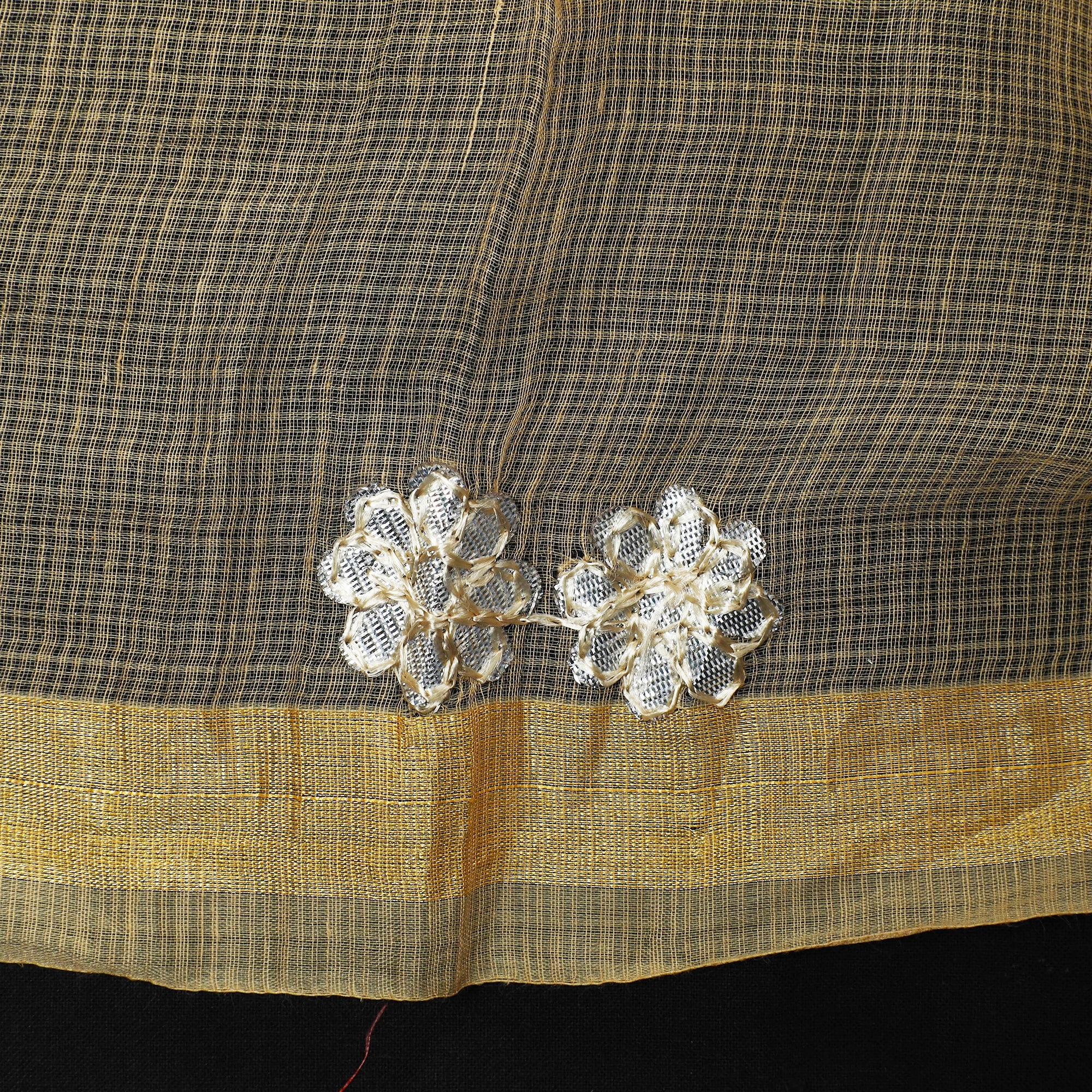 ITOKRI CRAFTS INITIATIVE Brown - 3pc Kota Doria Cotton Gota Patti Work Suit Material Set 01 - view 5