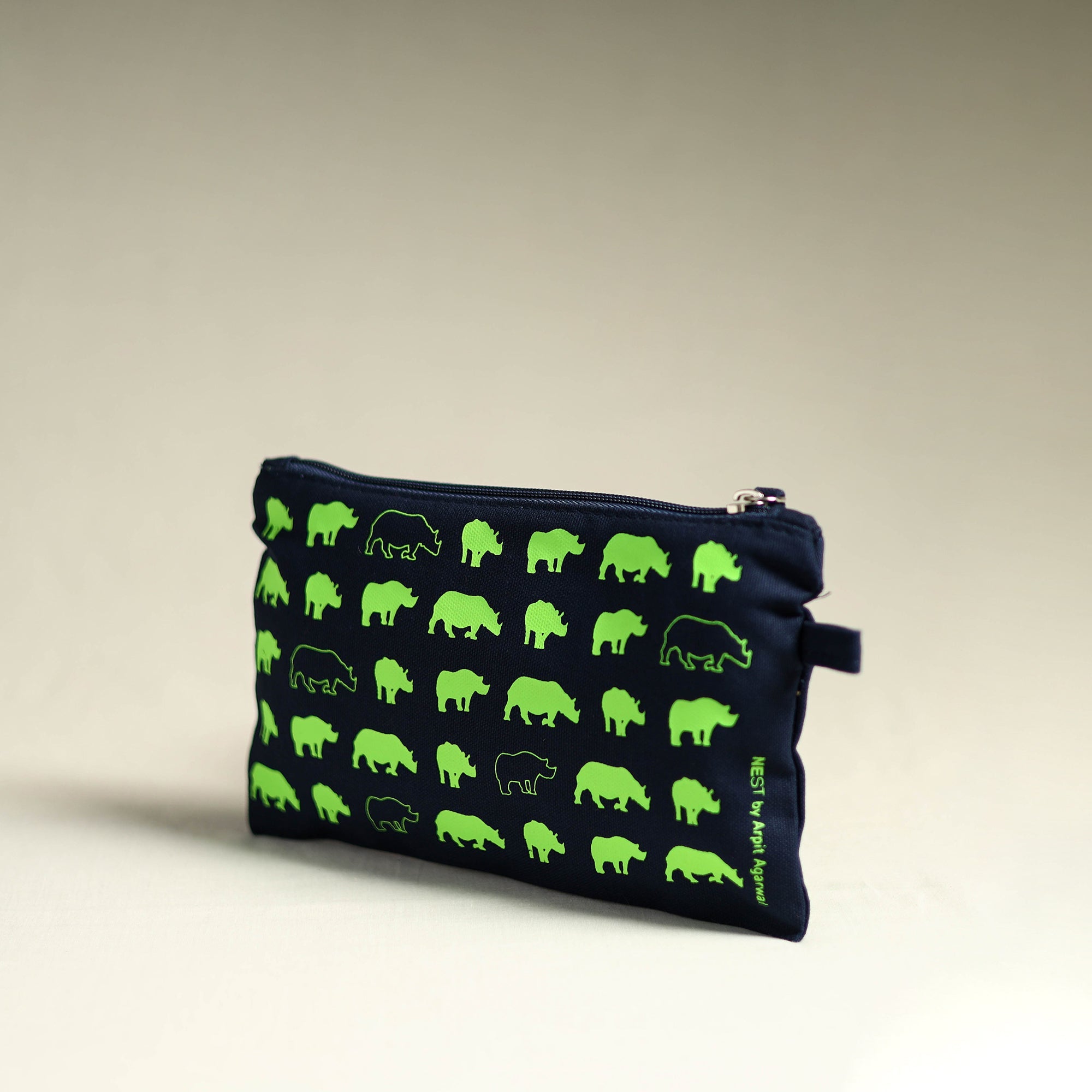 NEST BY ARPIT AGARWAL Black - Assam Great One Horned Rhino Cotton Canvas Utility Pouch - view 2