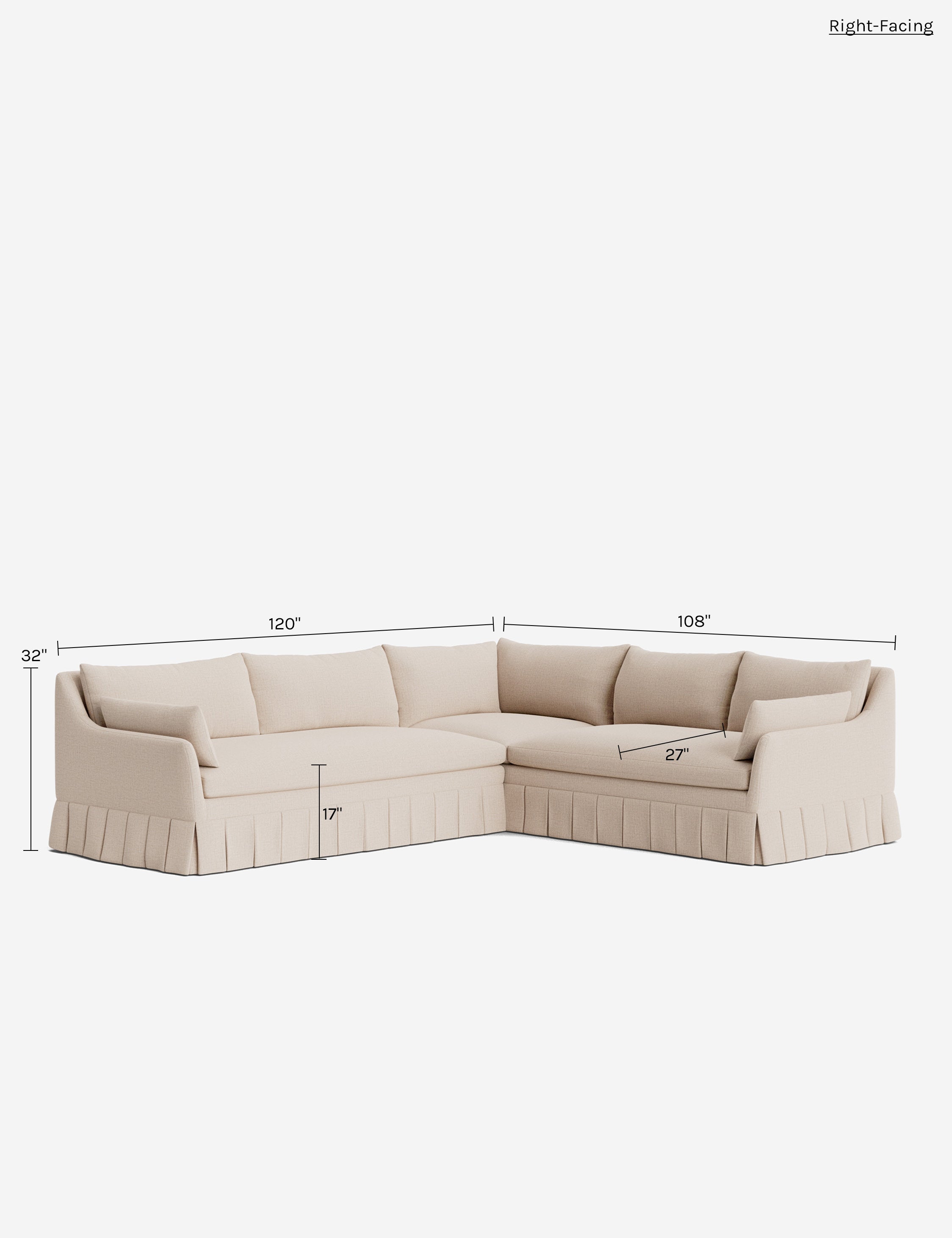 Lulu and Georgia Portola Luxe Depth Pleated Corner Sectional Sofa - view 214