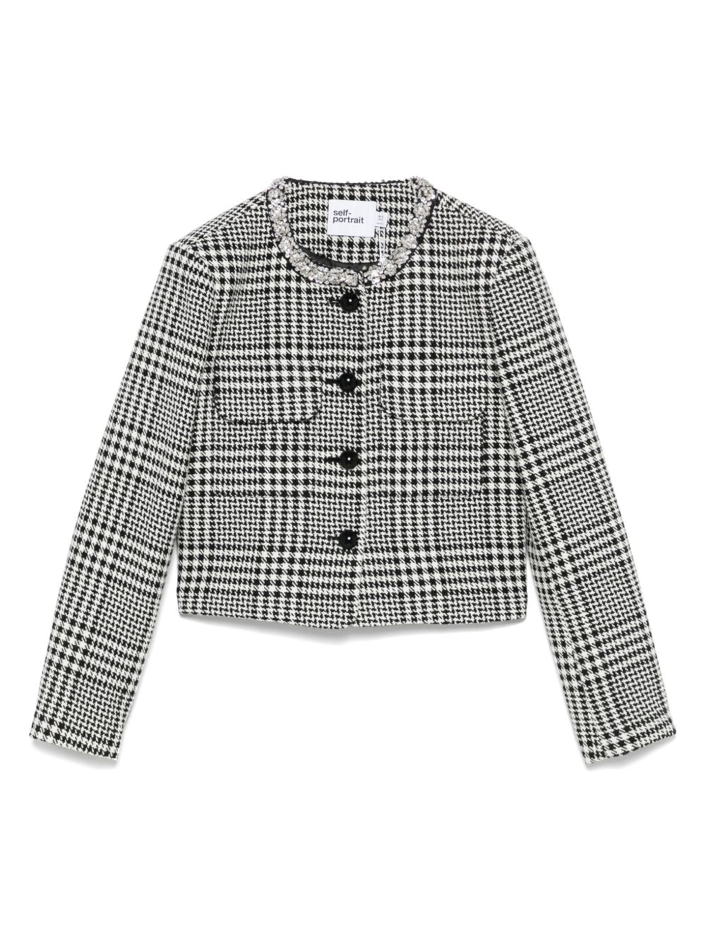 Self-Portrait Houndstooth crop jacket – Polyester 60% Wool 40%