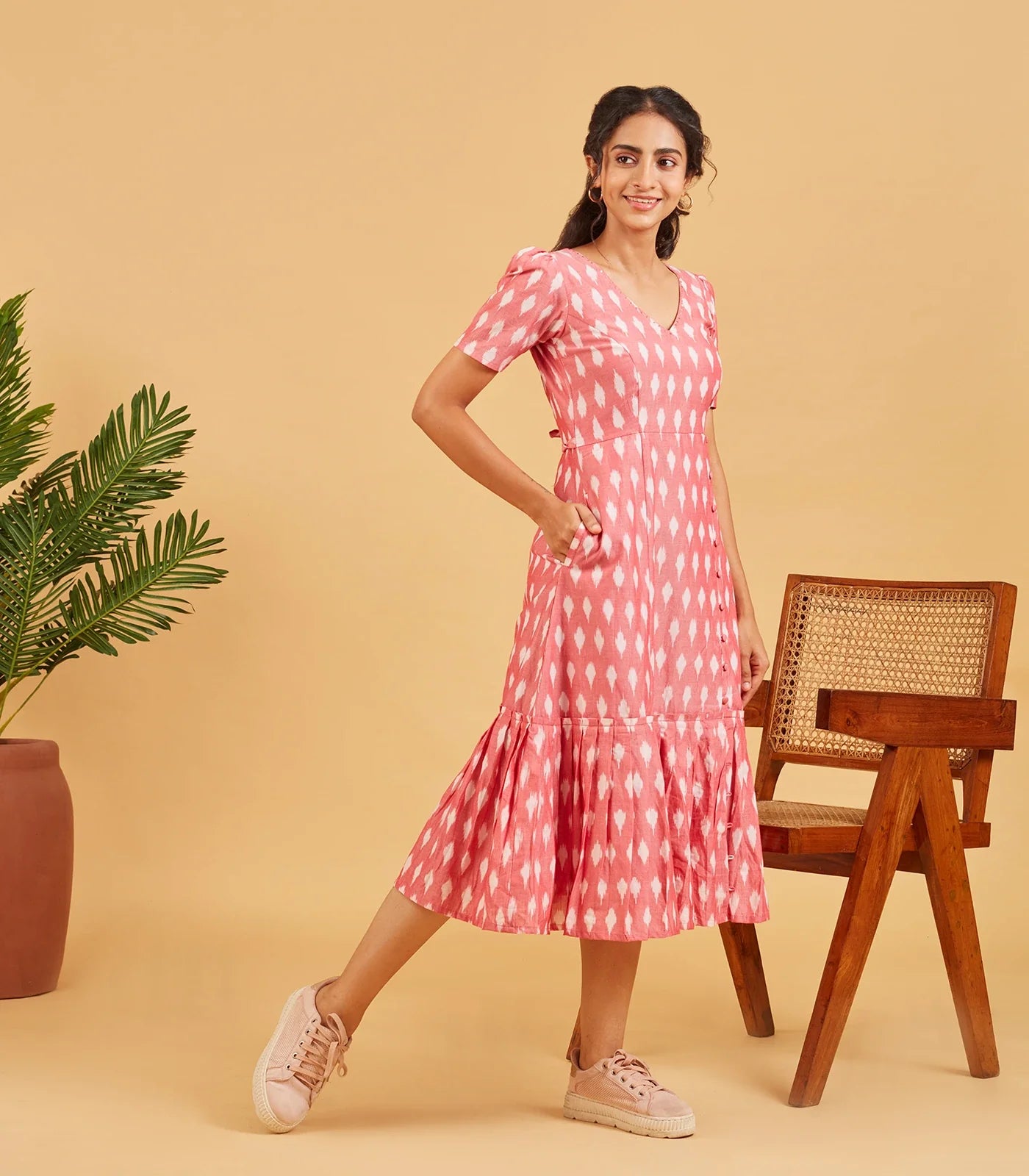 RmKV Peach Ikkat Dress - view 2