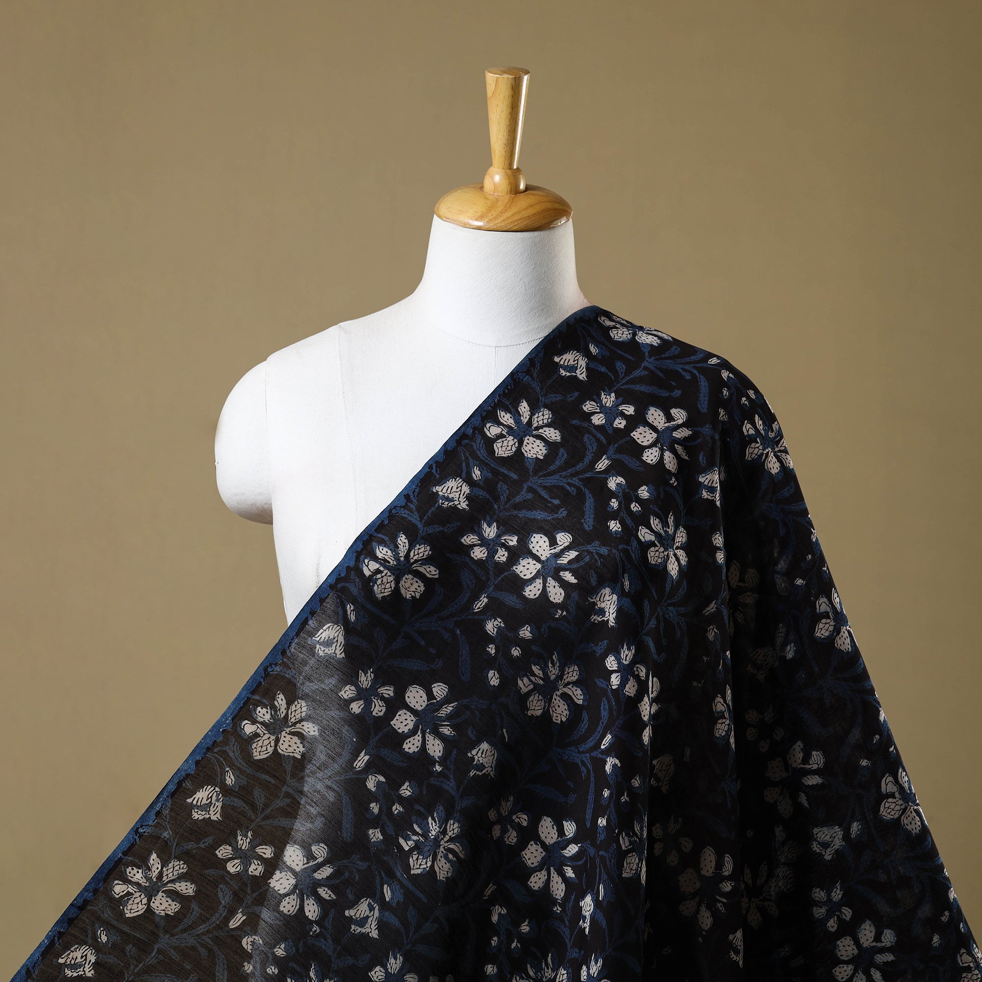 HAVELI CHRONICLES Black - Hand Block Print Chanderi Silk Jahota Fabric 09
