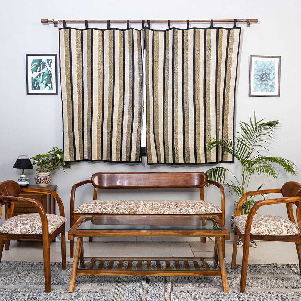 ITOKRI CRAFTS INITIATIVE Beige - Madur Grass Window Curtain of Midnapore (5 x 4 feet)