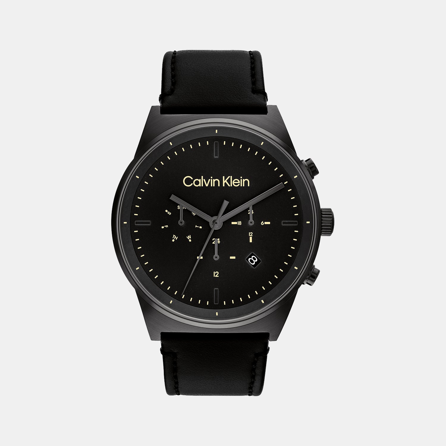 Calvin Klein Ck Impressive Men Quartz Black Dial Chronograph Leather Watch 25200298